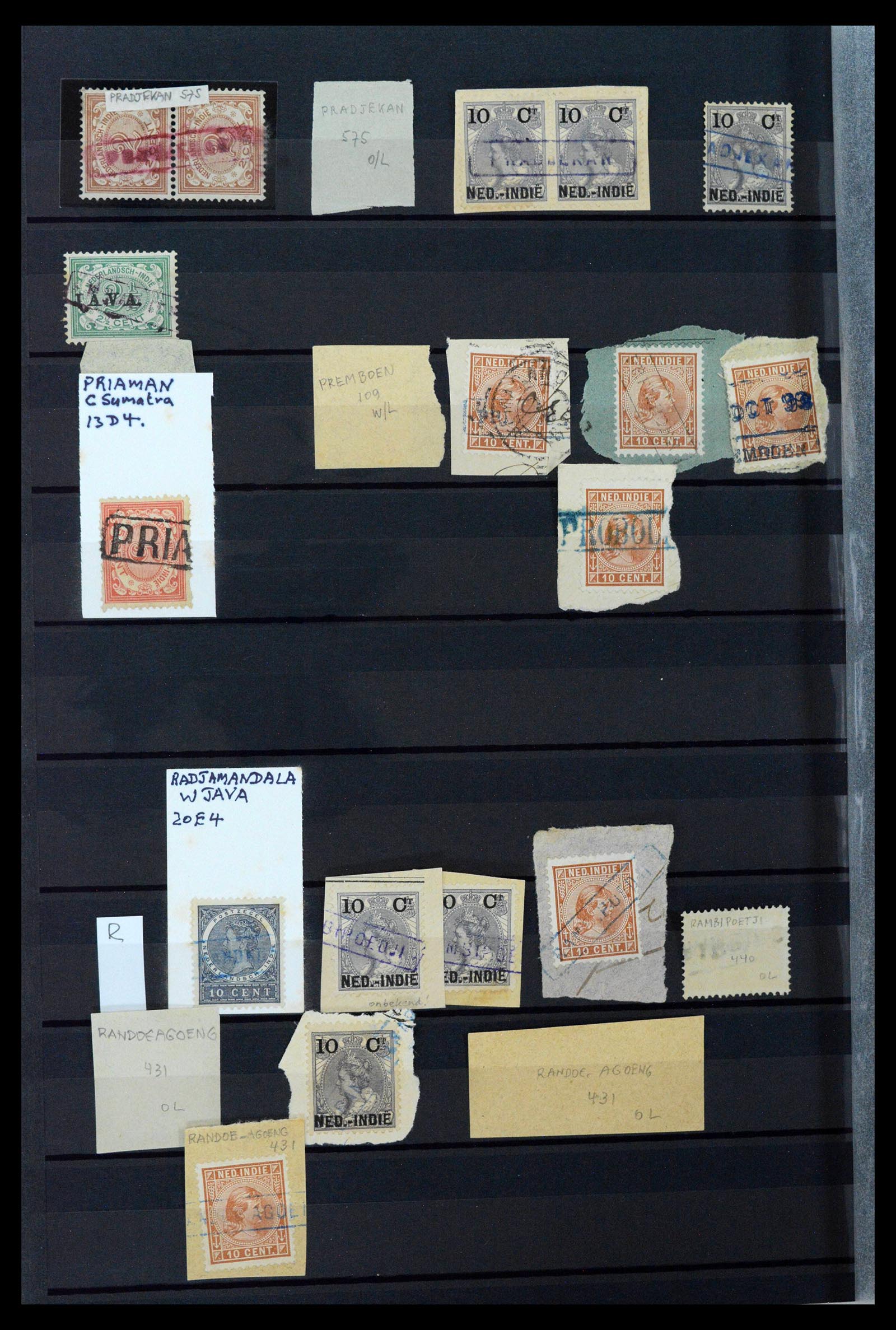 38784 0118 - Postzegelverzameling 38784 Nederlands Indië langstempels.