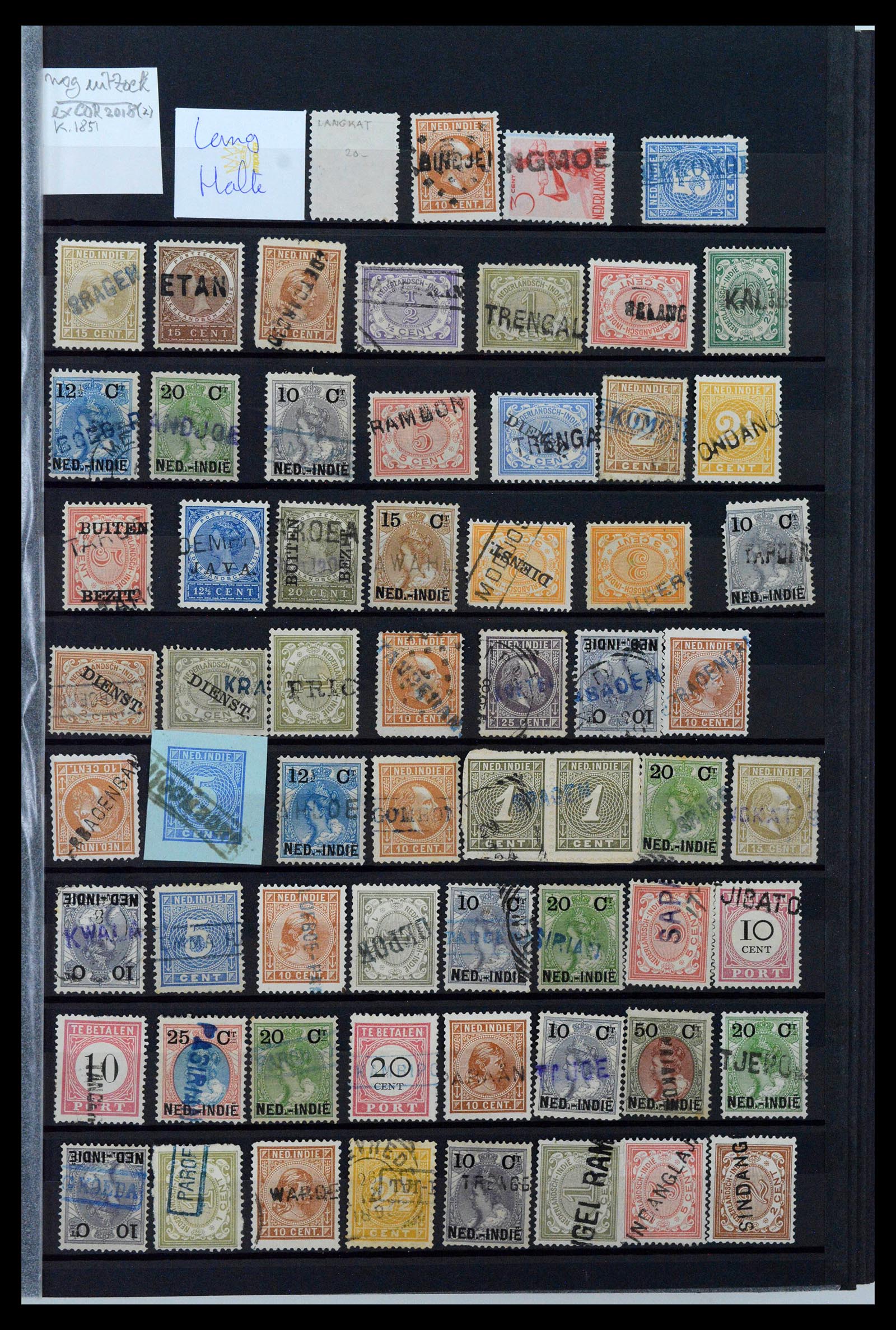 38784 0124 - Postzegelverzameling 38784 Nederlands Indië langstempels.