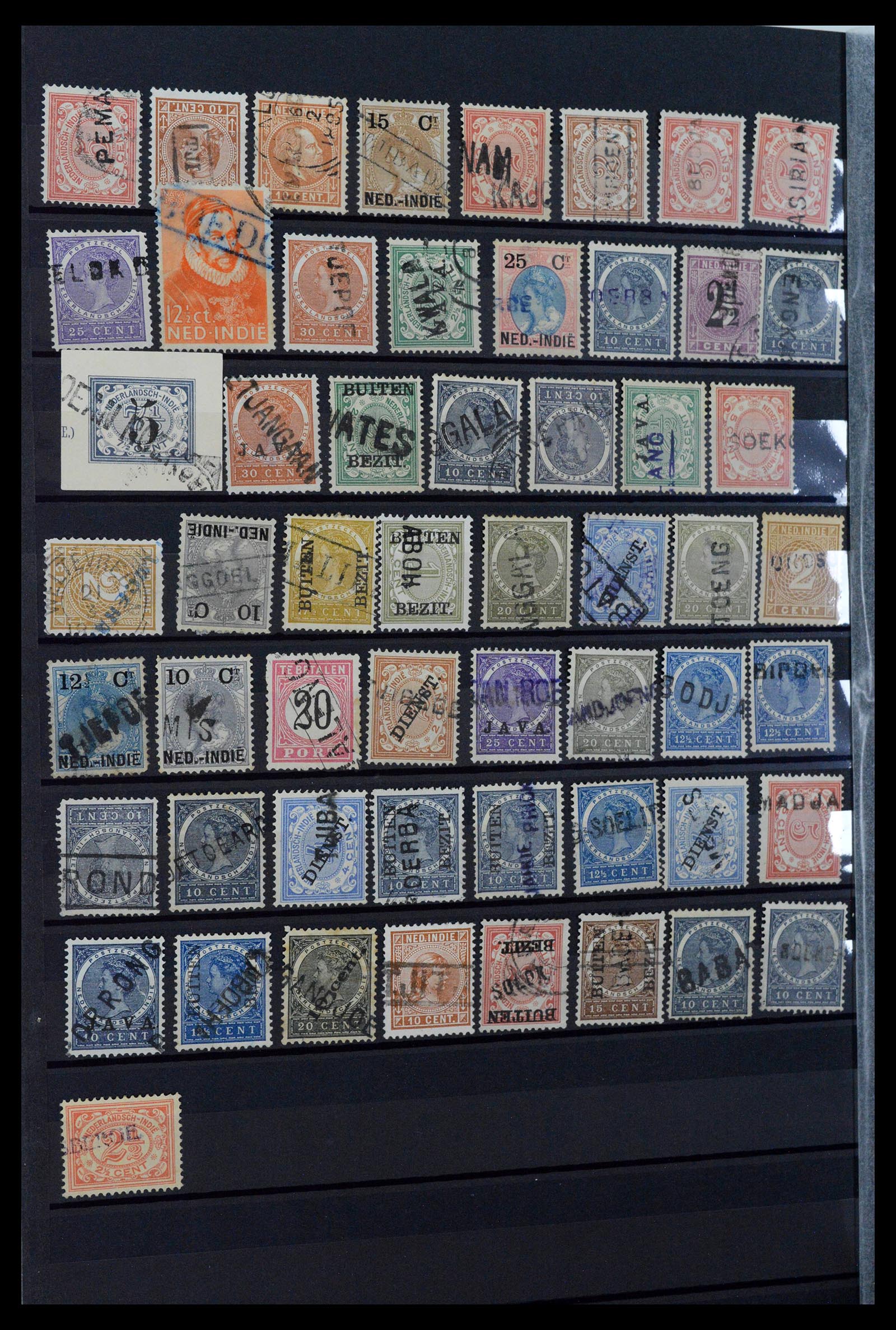 38784 0125 - Postzegelverzameling 38784 Nederlands Indië langstempels.