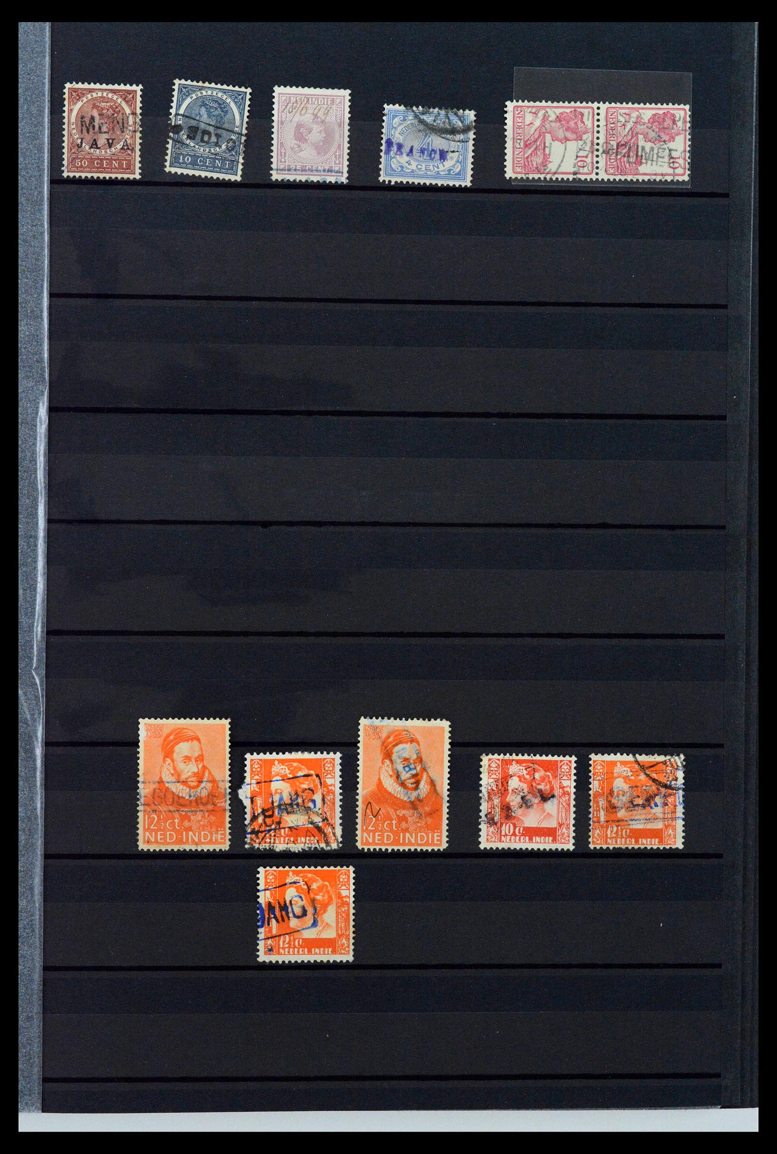 38784 0128 - Postzegelverzameling 38784 Nederlands Indië langstempels.