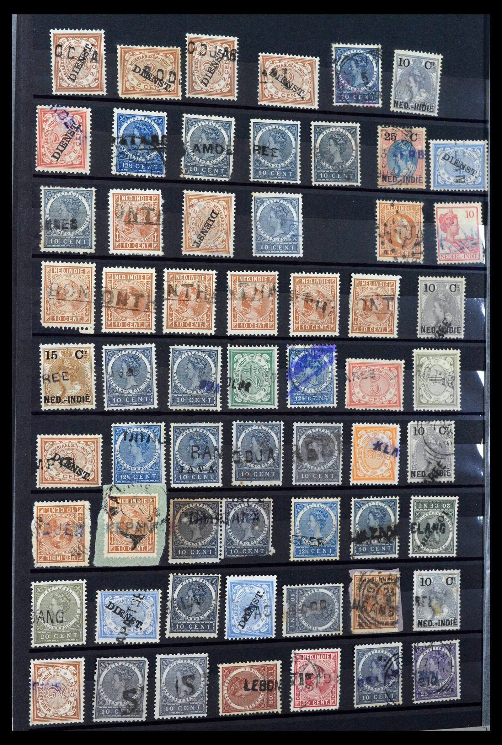 38784 0129 - Postzegelverzameling 38784 Nederlands Indië langstempels.