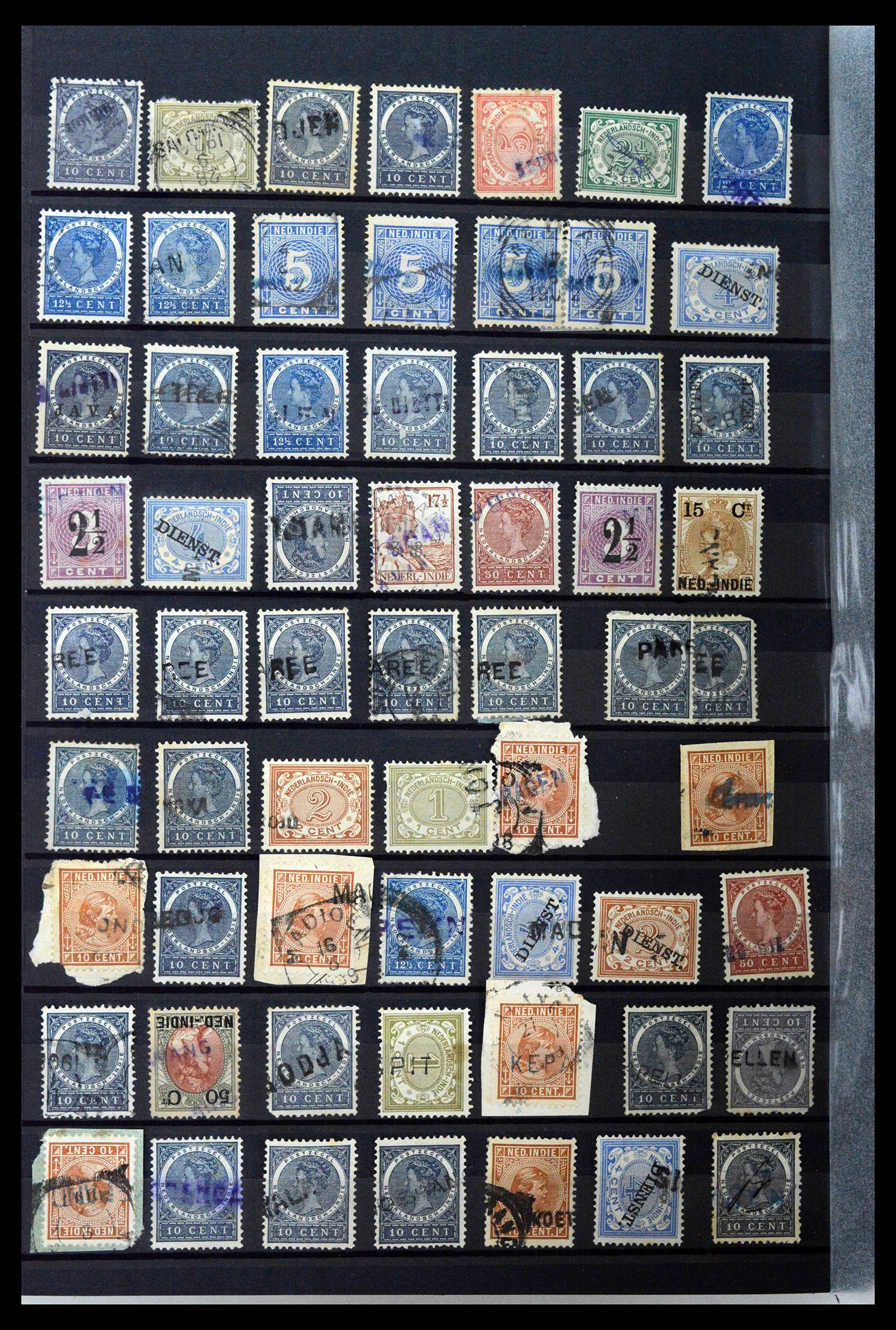 38784 0131 - Postzegelverzameling 38784 Nederlands Indië langstempels.
