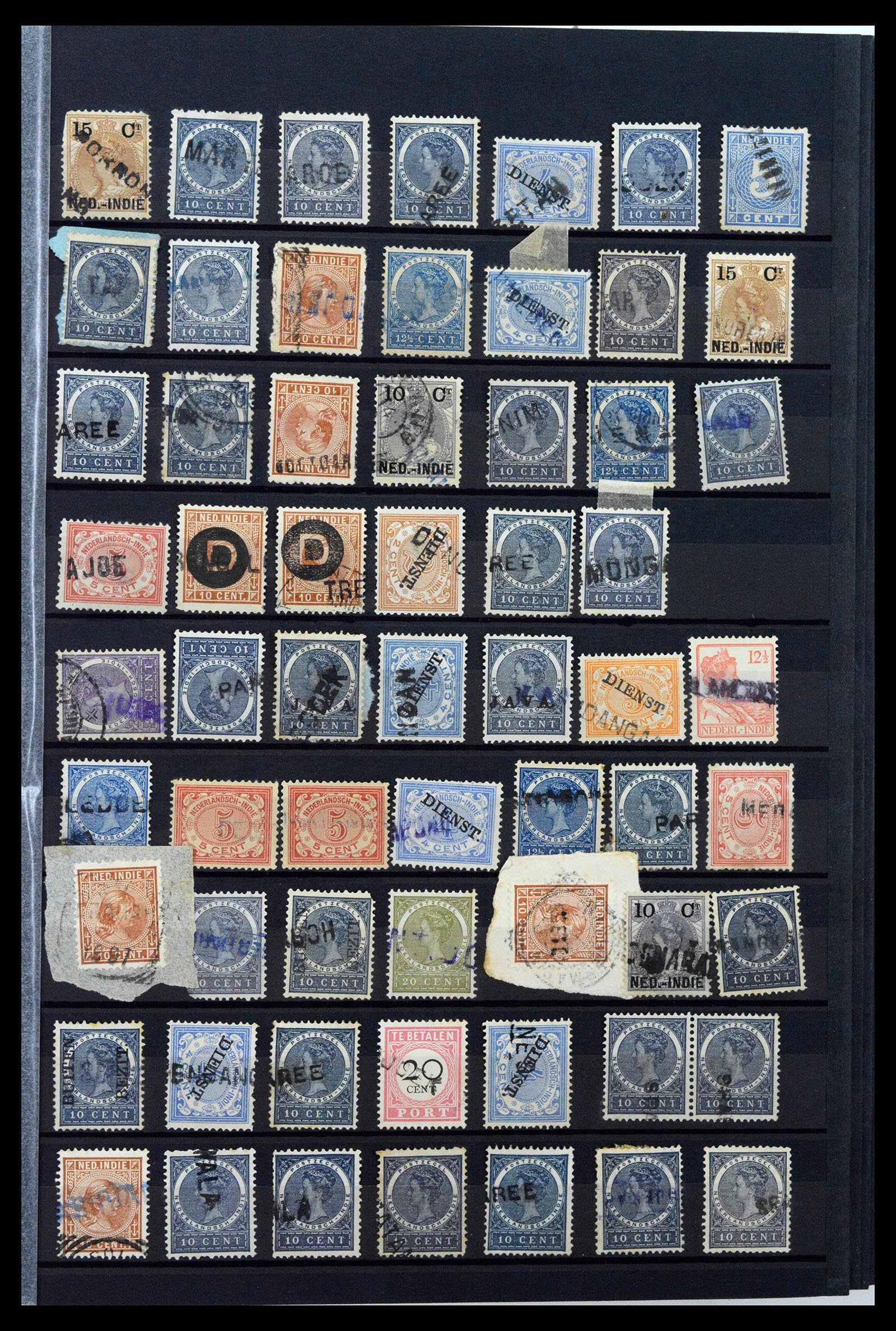 38784 0132 - Postzegelverzameling 38784 Nederlands Indië langstempels.