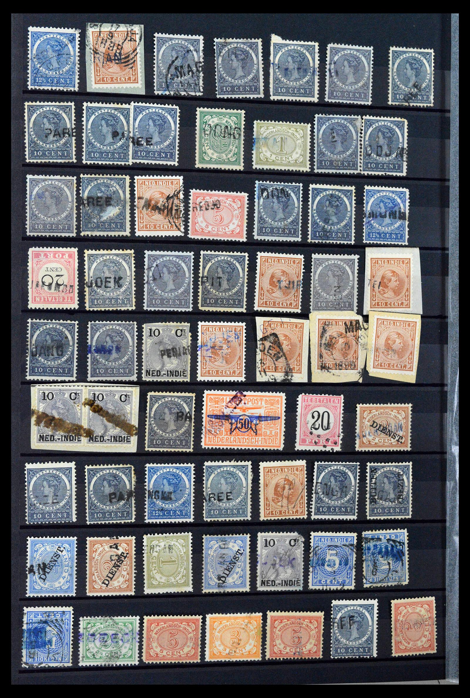38784 0134 - Postzegelverzameling 38784 Nederlands Indië langstempels.