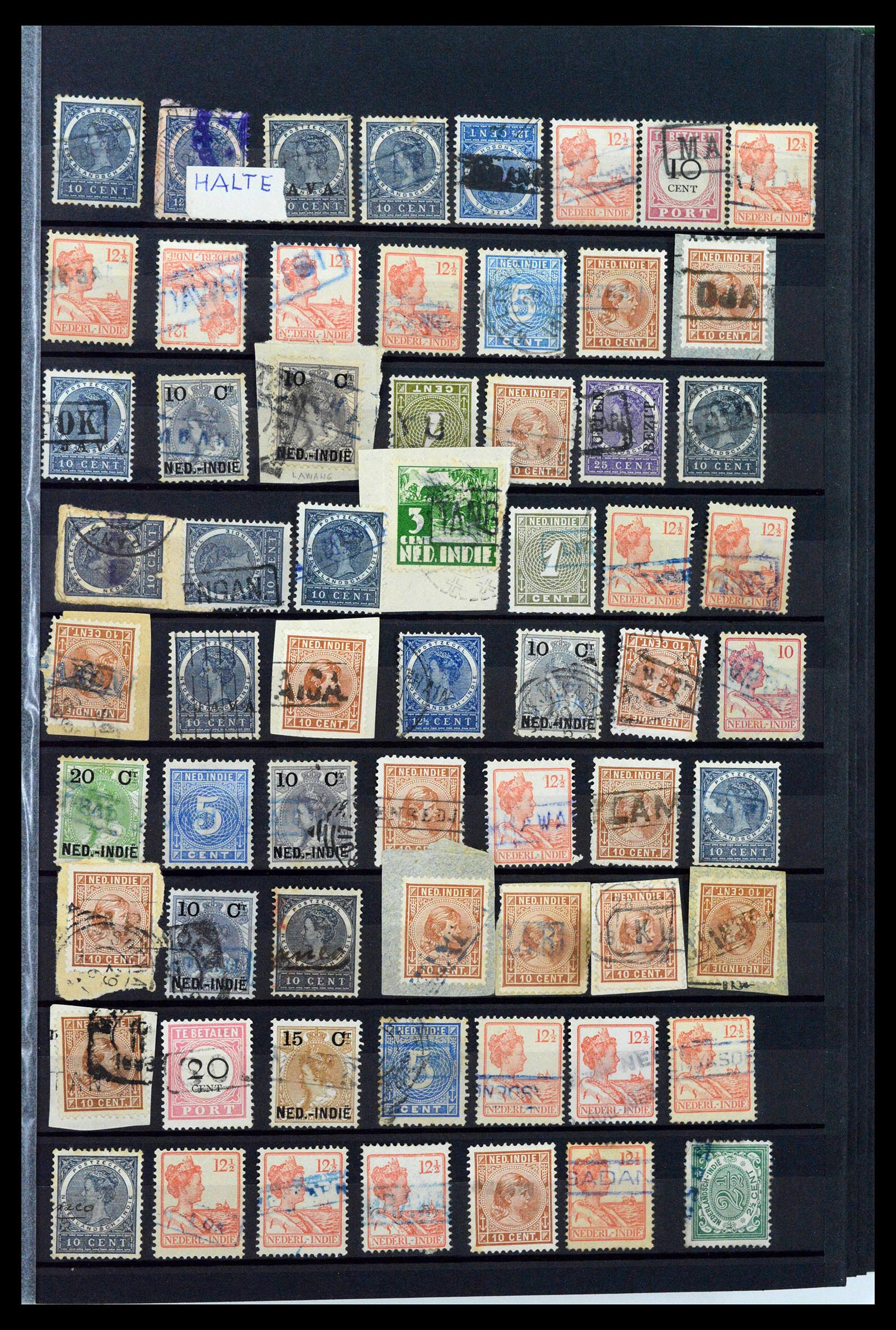 38784 0136 - Postzegelverzameling 38784 Nederlands Indië langstempels.