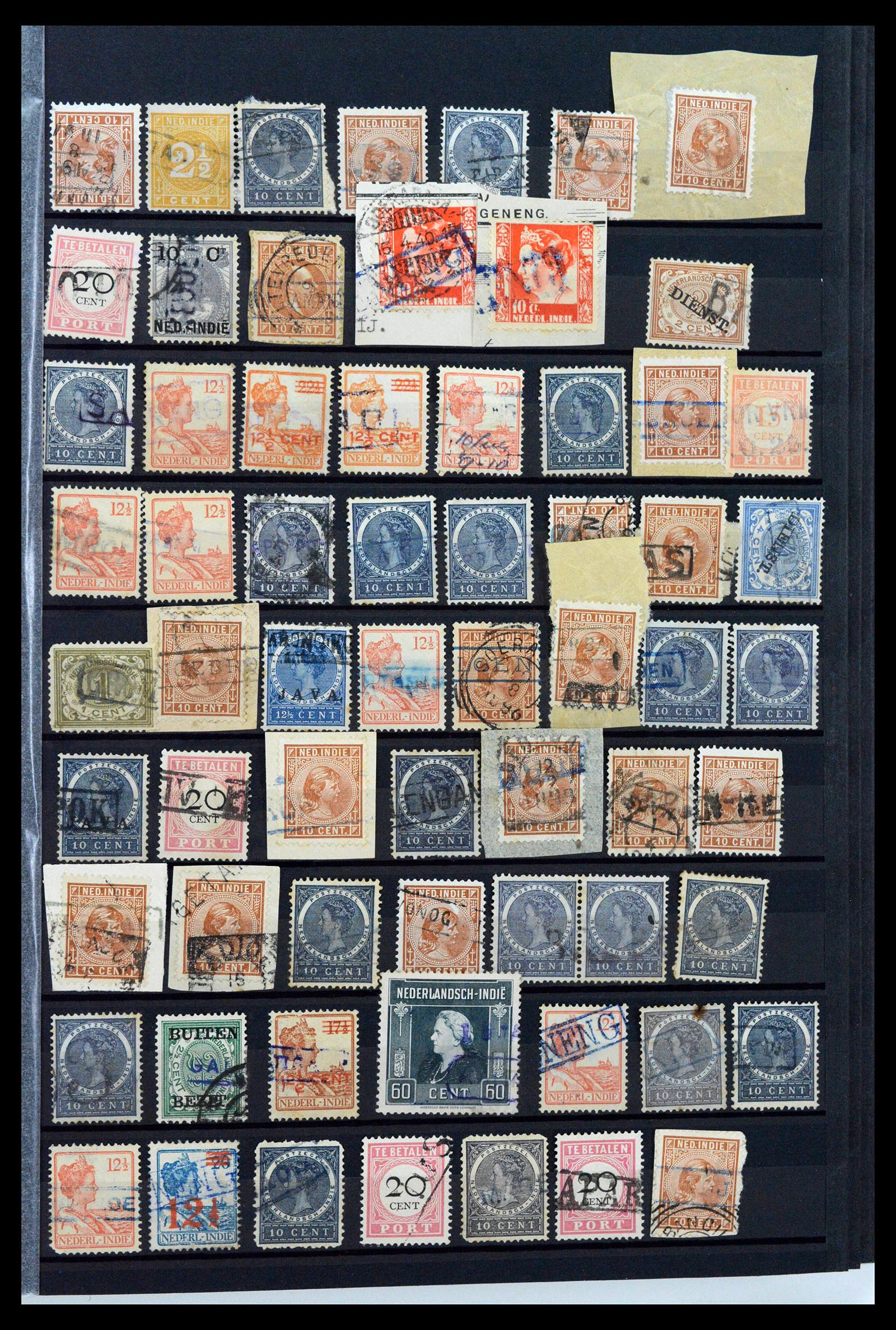 38784 0138 - Postzegelverzameling 38784 Nederlands Indië langstempels.
