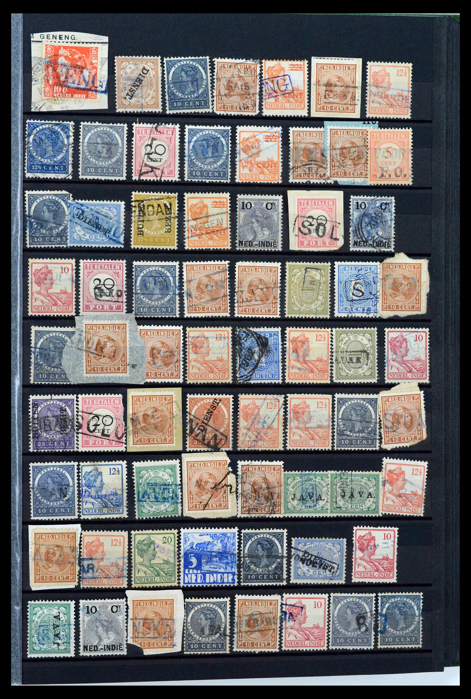 38784 0140 - Postzegelverzameling 38784 Nederlands Indië langstempels.