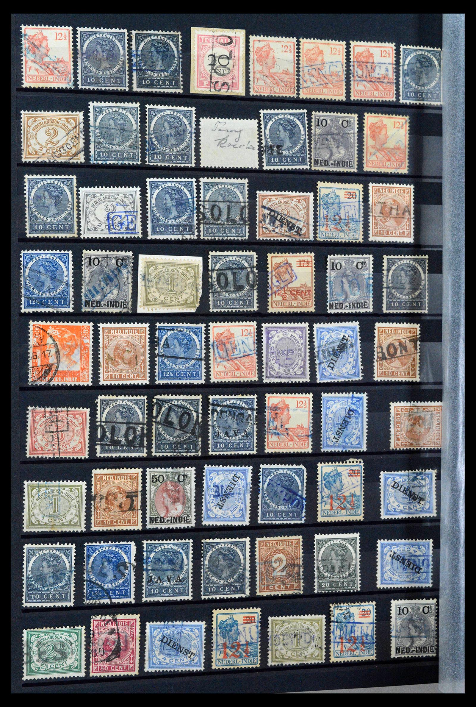 38784 0141 - Postzegelverzameling 38784 Nederlands Indië langstempels.