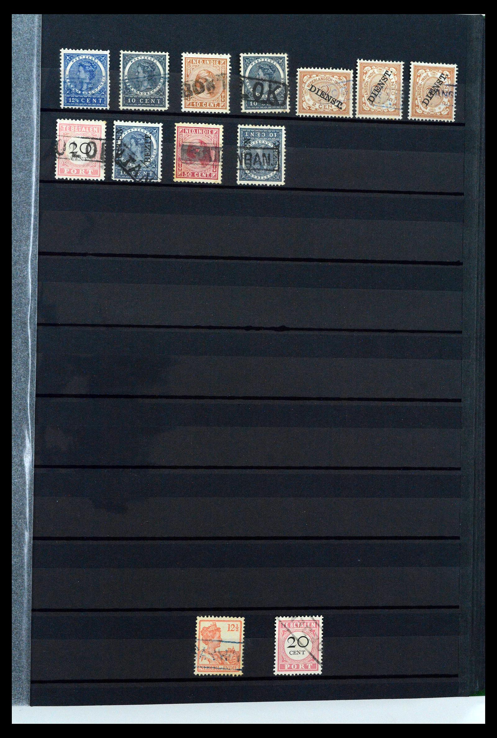 38784 0142 - Postzegelverzameling 38784 Nederlands Indië langstempels.