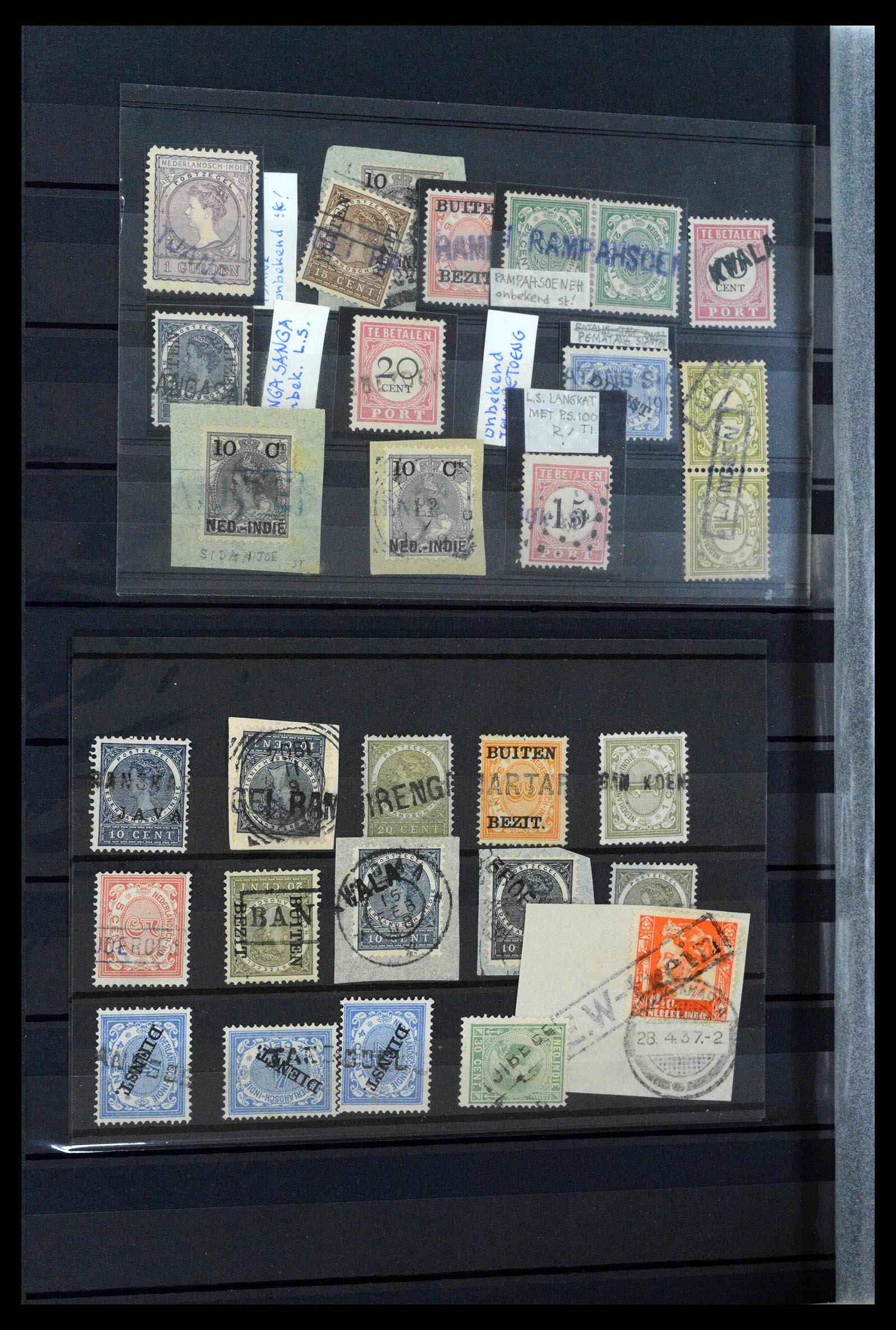 38784 0143 - Postzegelverzameling 38784 Nederlands Indië langstempels.