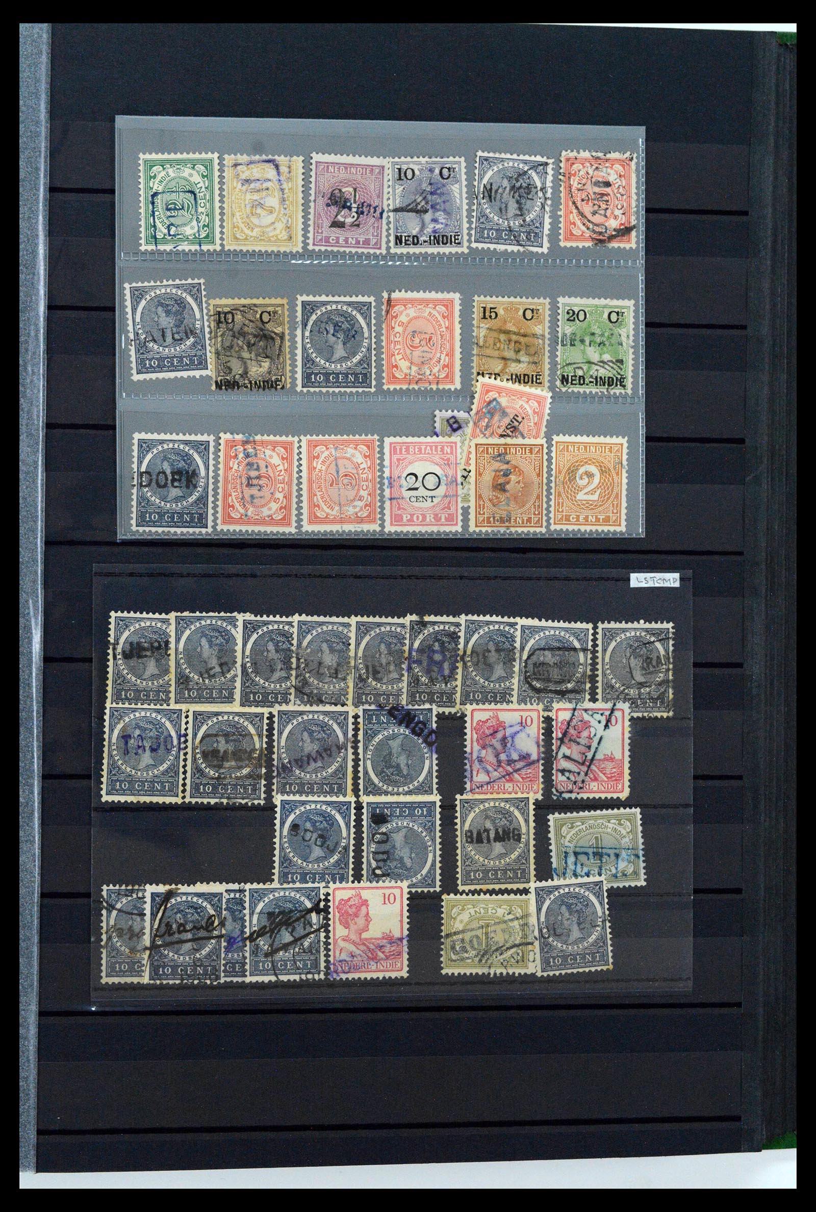 38784 0144 - Postzegelverzameling 38784 Nederlands Indië langstempels.