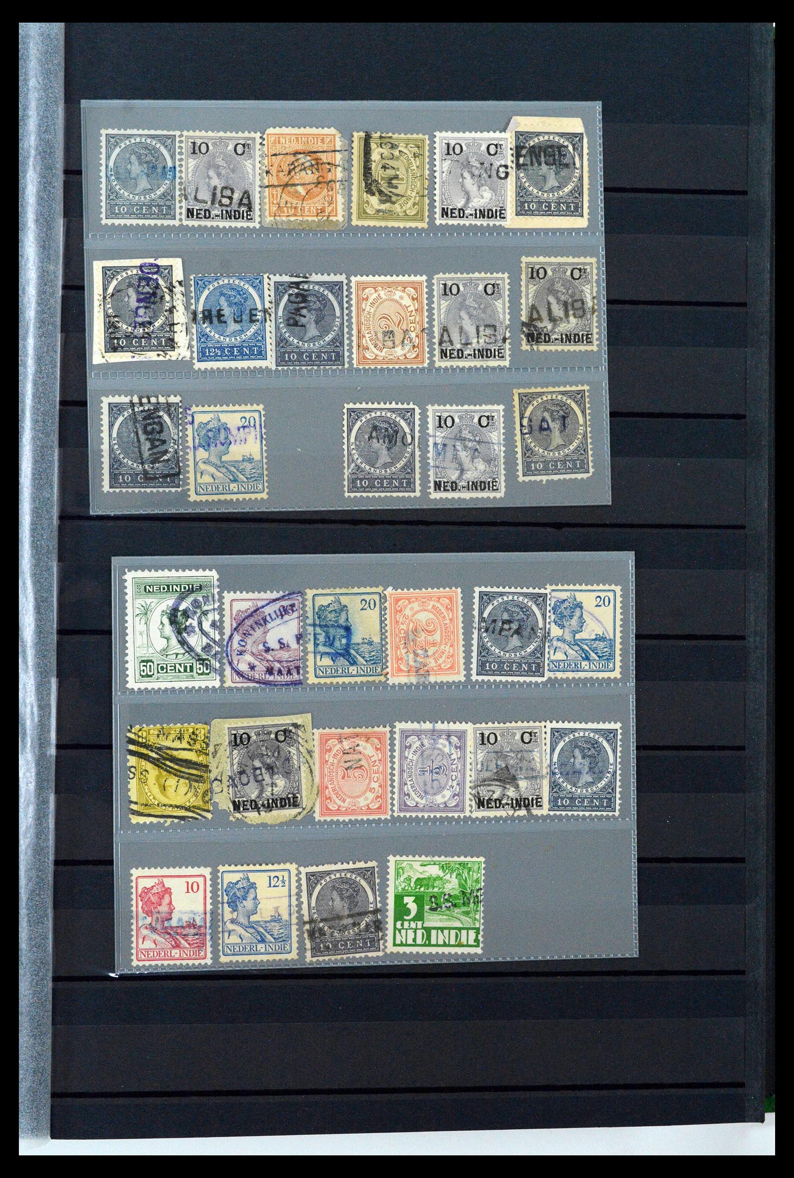 38784 0148 - Postzegelverzameling 38784 Nederlands Indië langstempels.