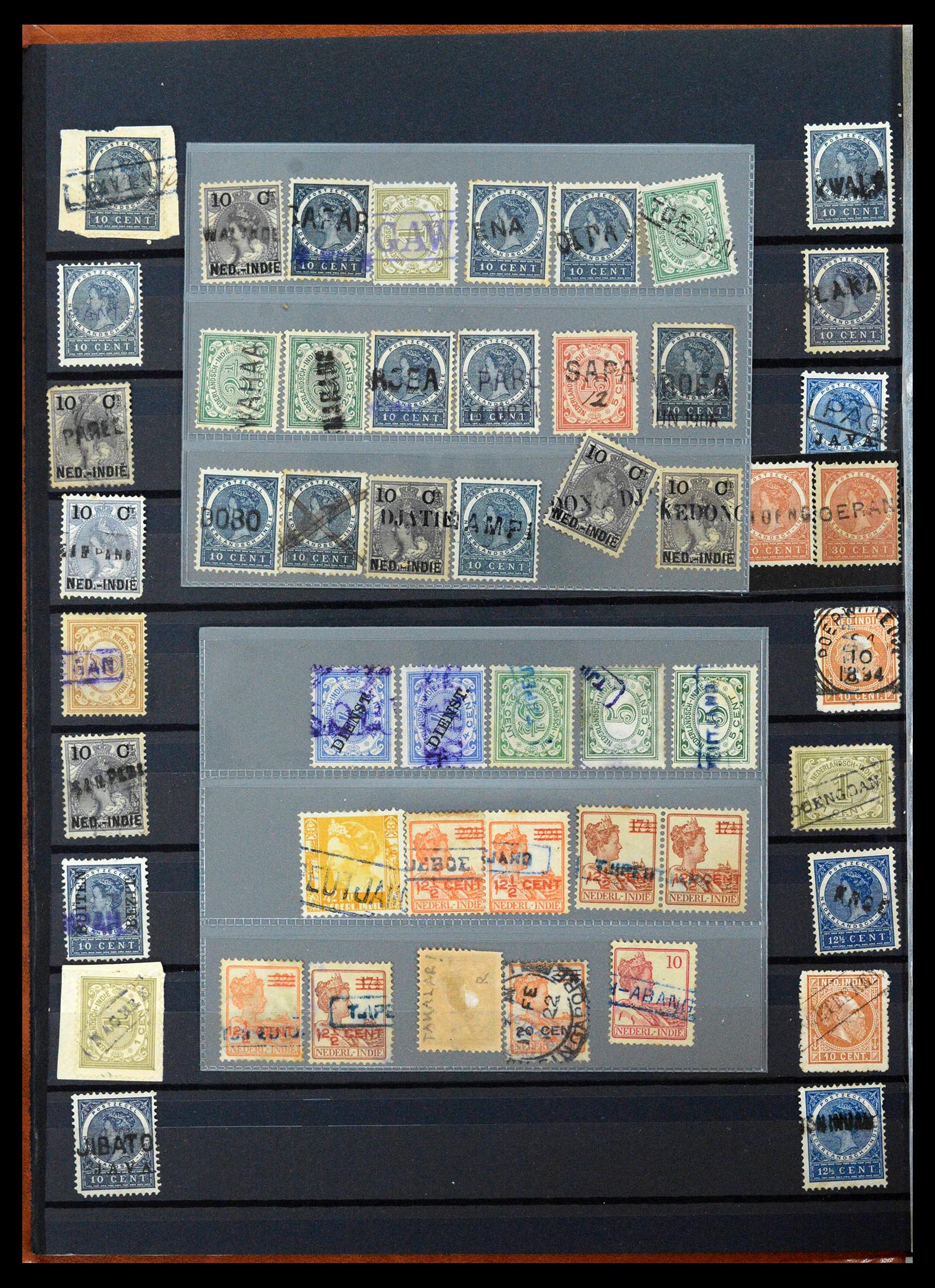 38784 0153 - Postzegelverzameling 38784 Nederlands Indië langstempels.