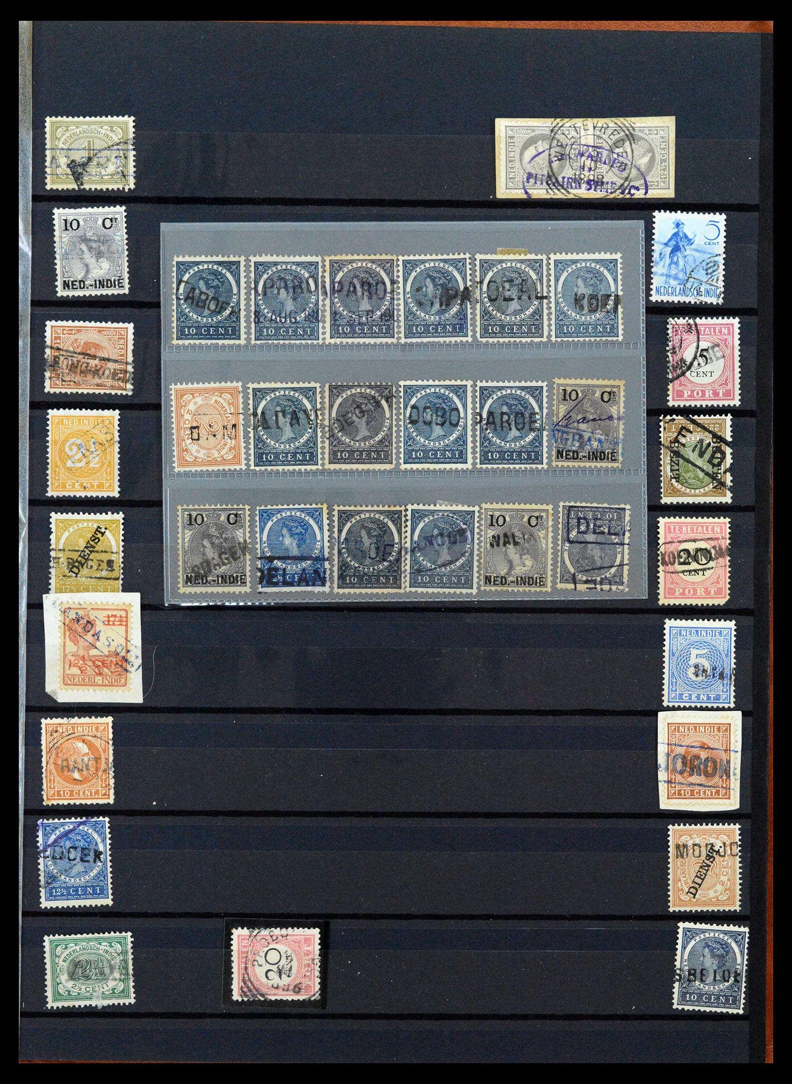 38784 0154 - Postzegelverzameling 38784 Nederlands Indië langstempels.