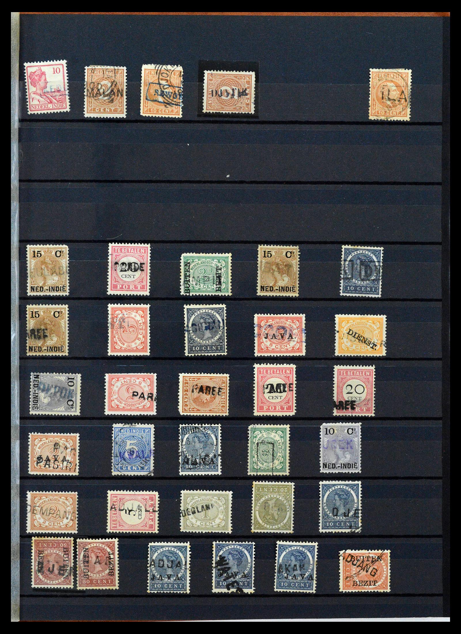 38784 0156 - Postzegelverzameling 38784 Nederlands Indië langstempels.
