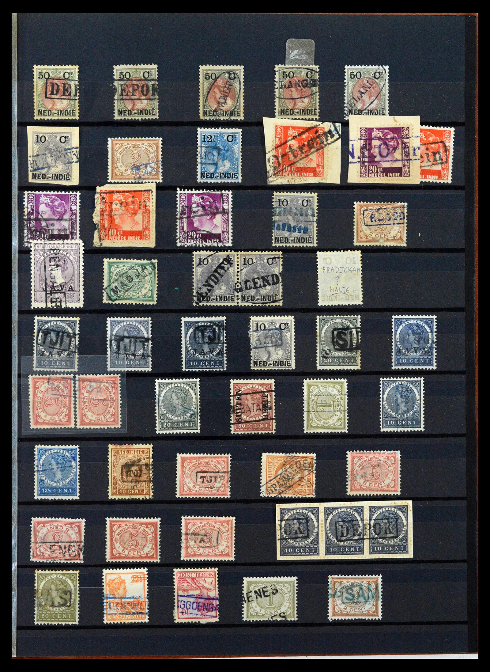 38784 0158 - Postzegelverzameling 38784 Nederlands Indië langstempels.