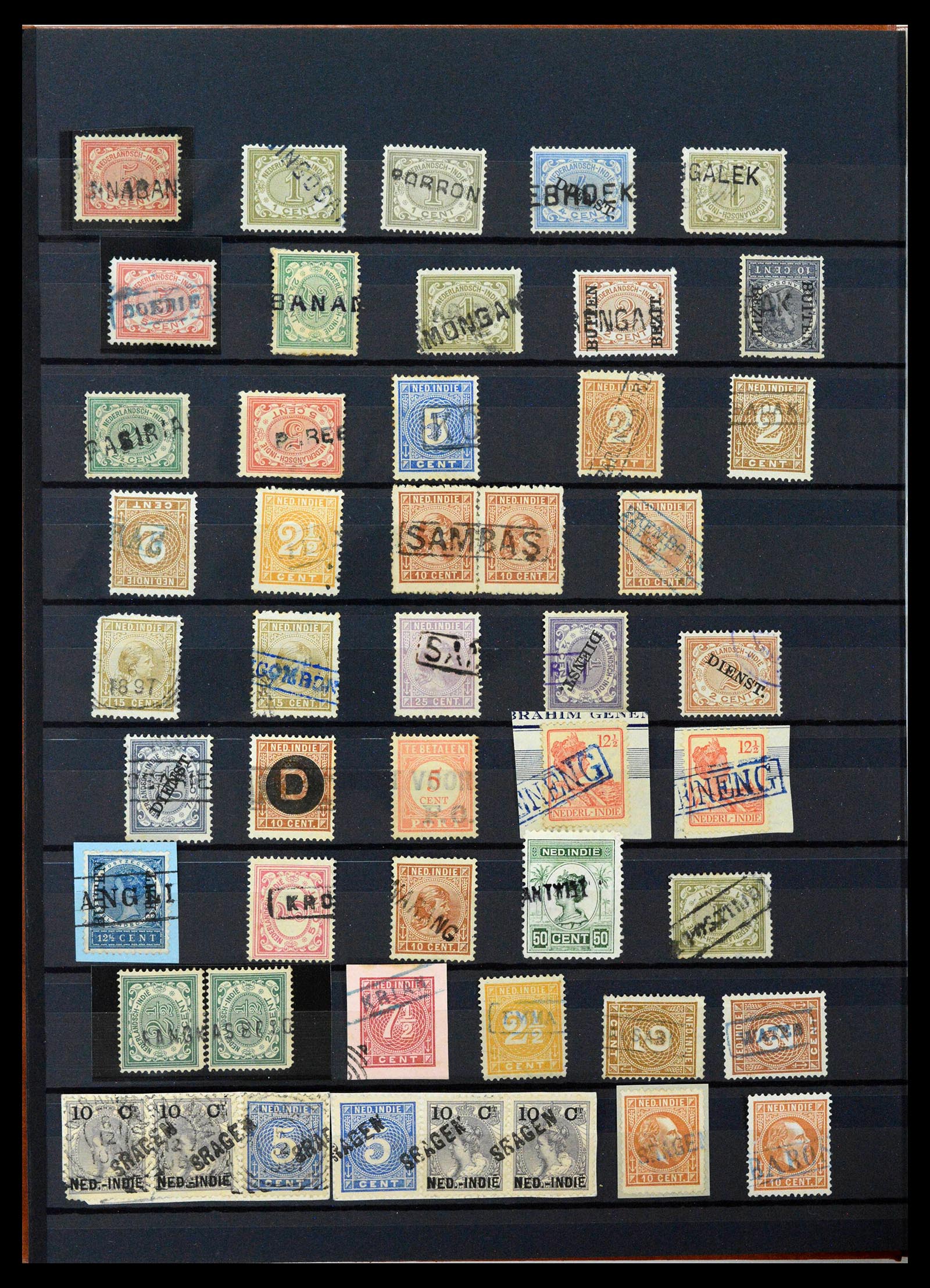 38784 0159 - Postzegelverzameling 38784 Nederlands Indië langstempels.