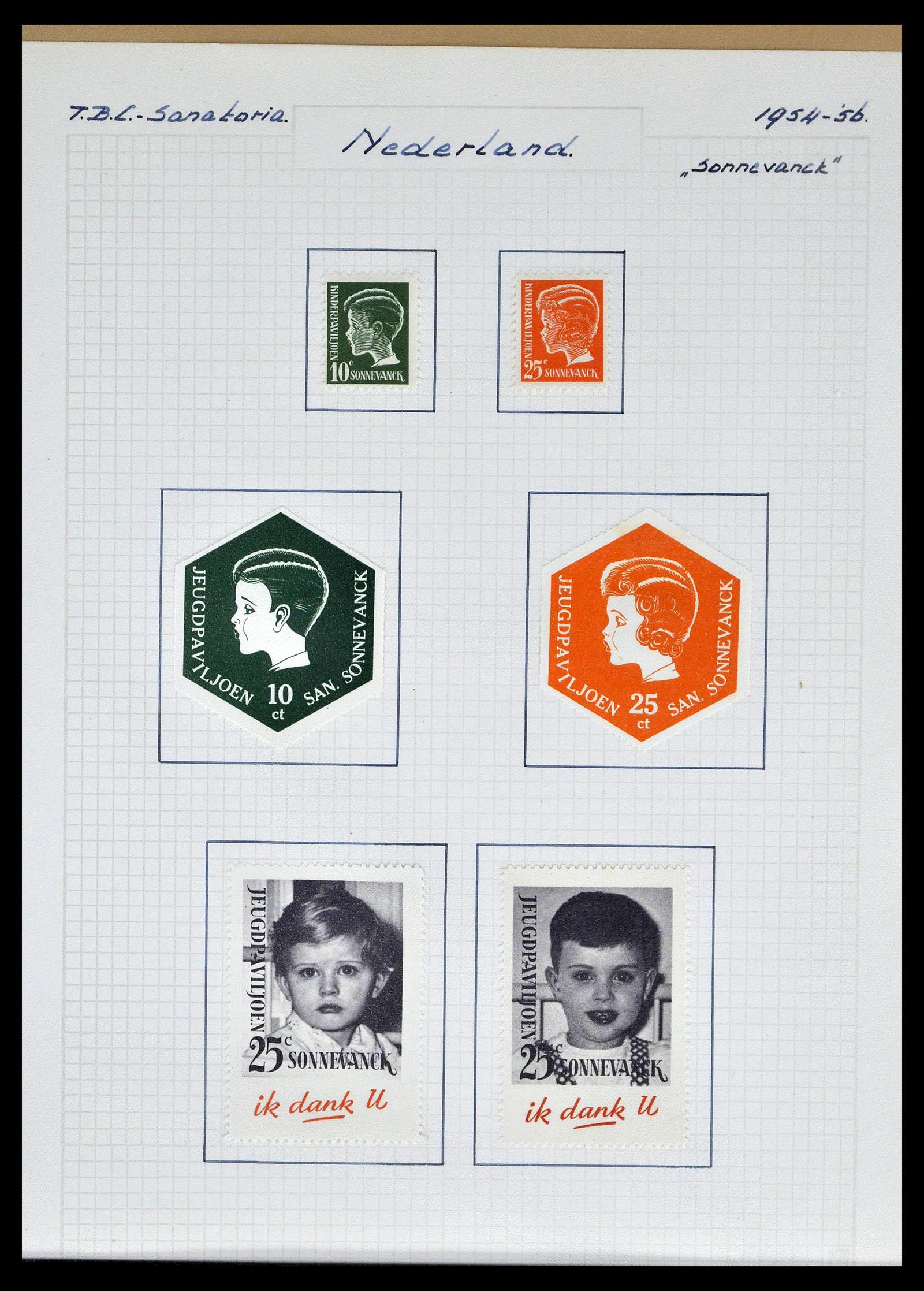 38786 0027 - Postzegelverzameling 38786 Nederland tuberculose 1906-2006.
