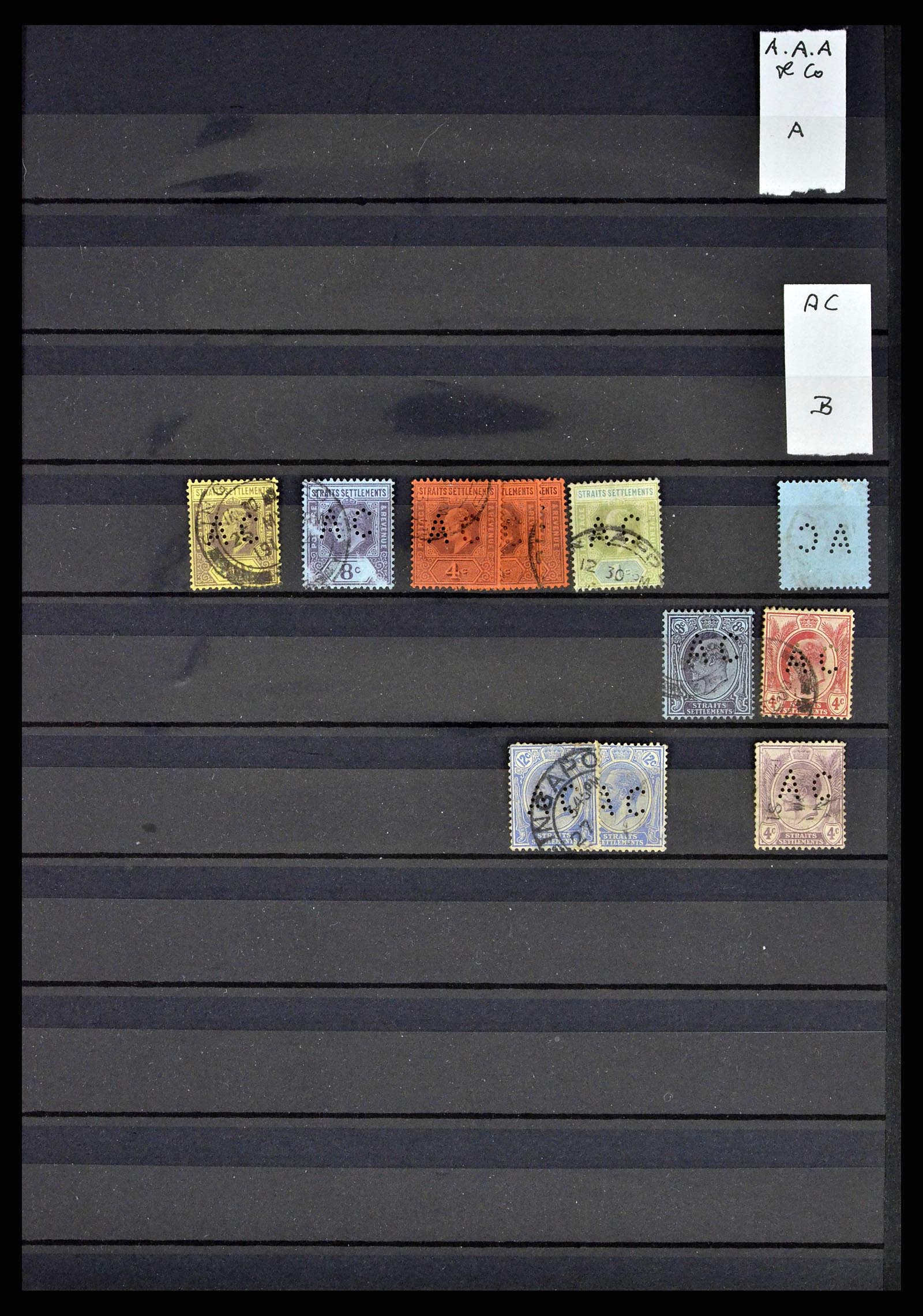 38912 0001 - Stamp collection 38912 Straits Settlements perfins 1868-1960.