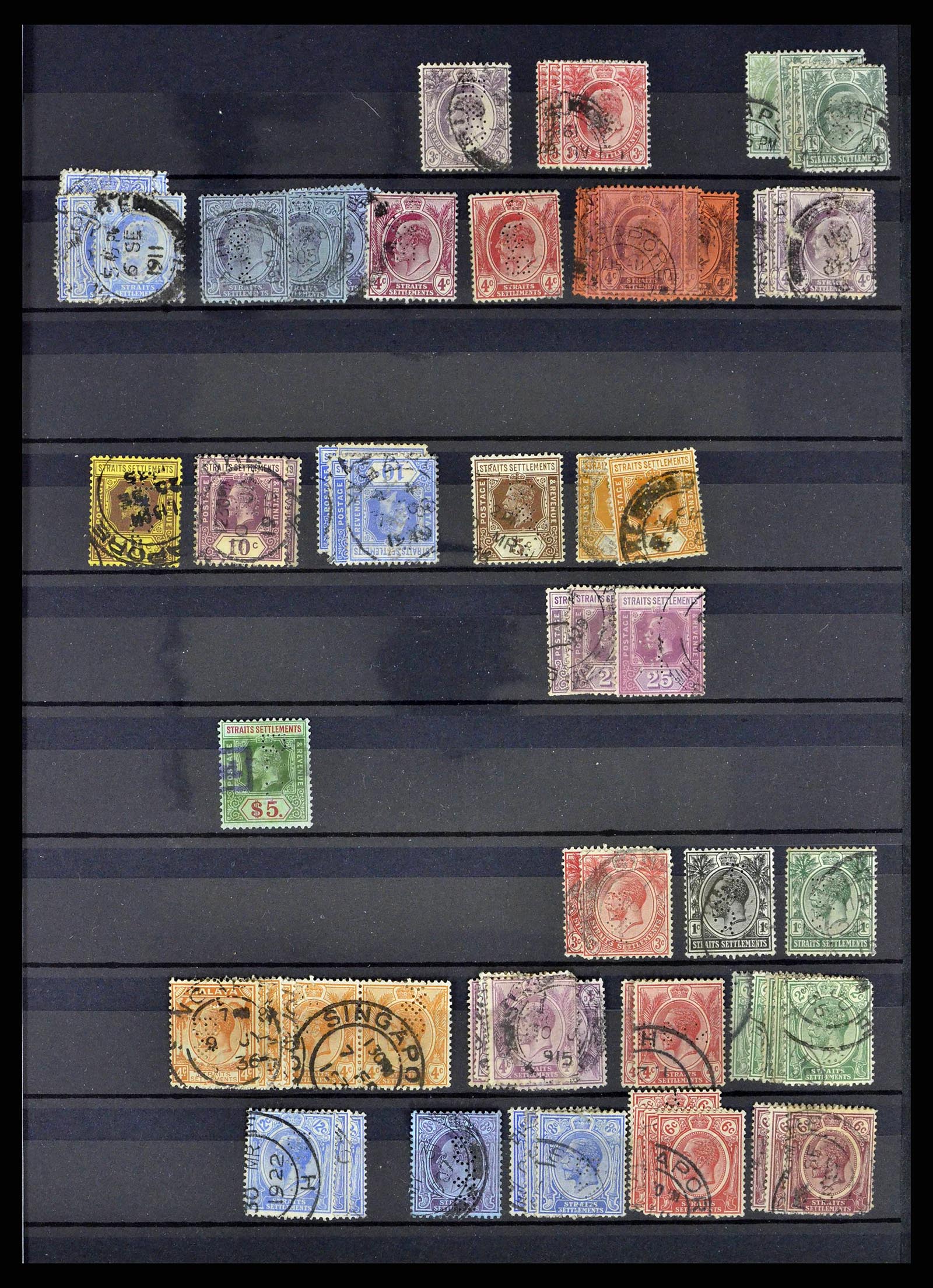 38912 0007 - Stamp collection 38912 Straits Settlements perfins 1868-1960.