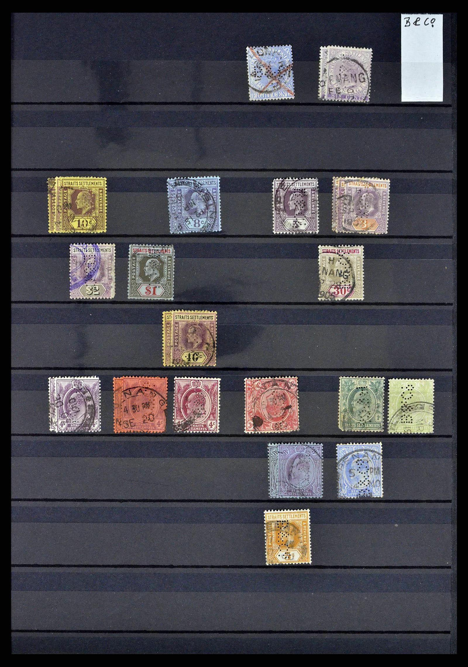 38912 0009 - Stamp collection 38912 Straits Settlements perfins 1868-1960.