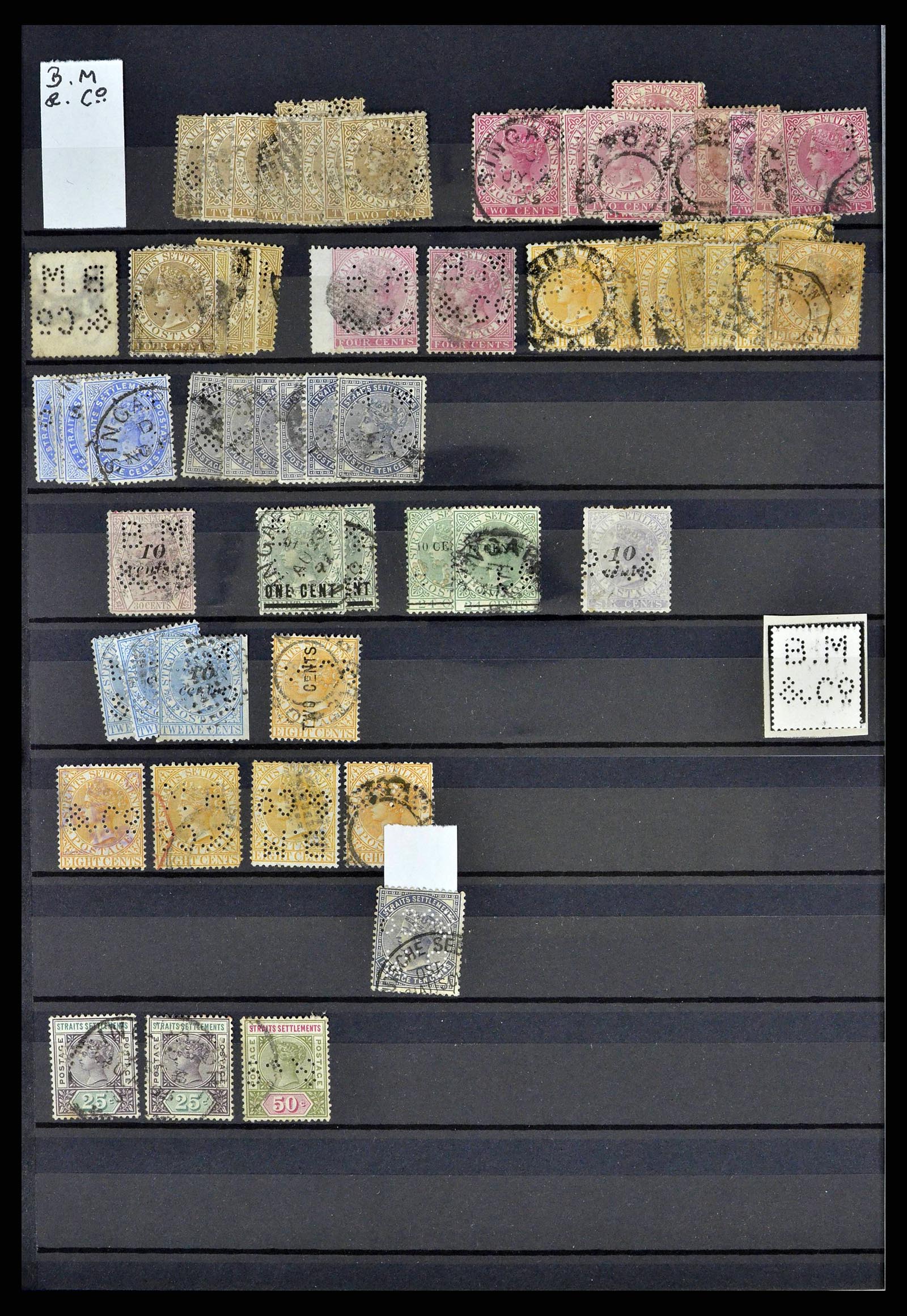 38912 0016 - Stamp collection 38912 Straits Settlements perfins 1868-1960.