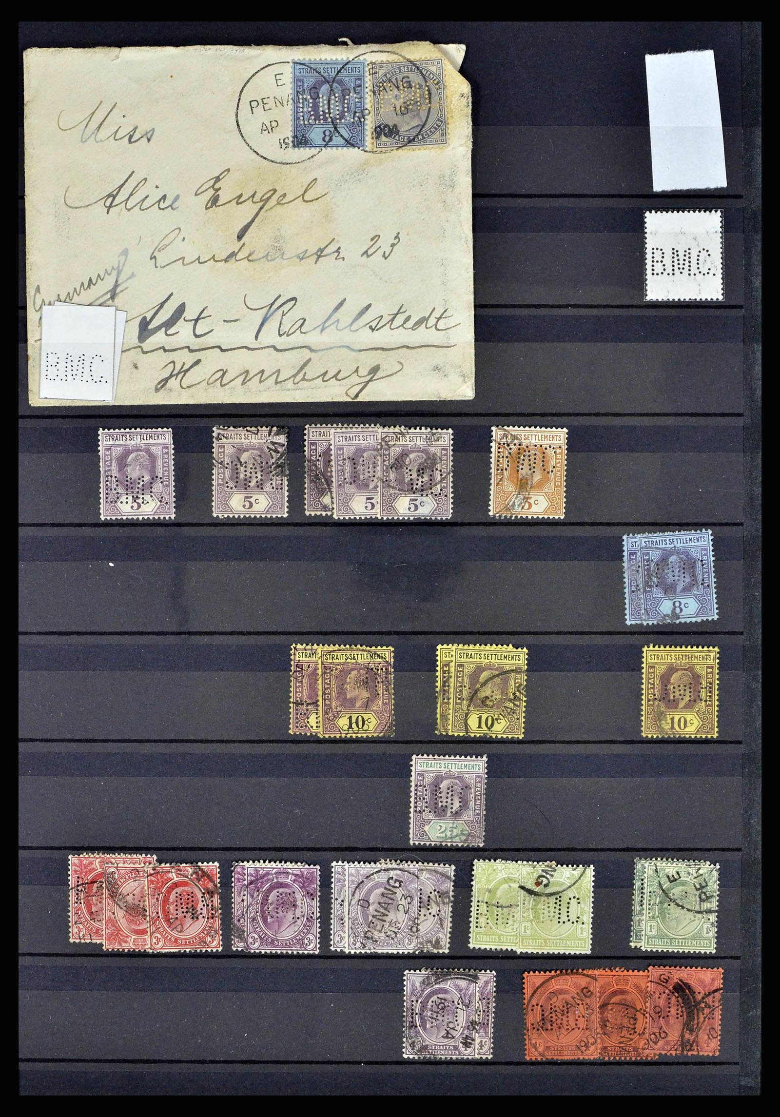 38912 0019 - Stamp collection 38912 Straits Settlements perfins 1868-1960.