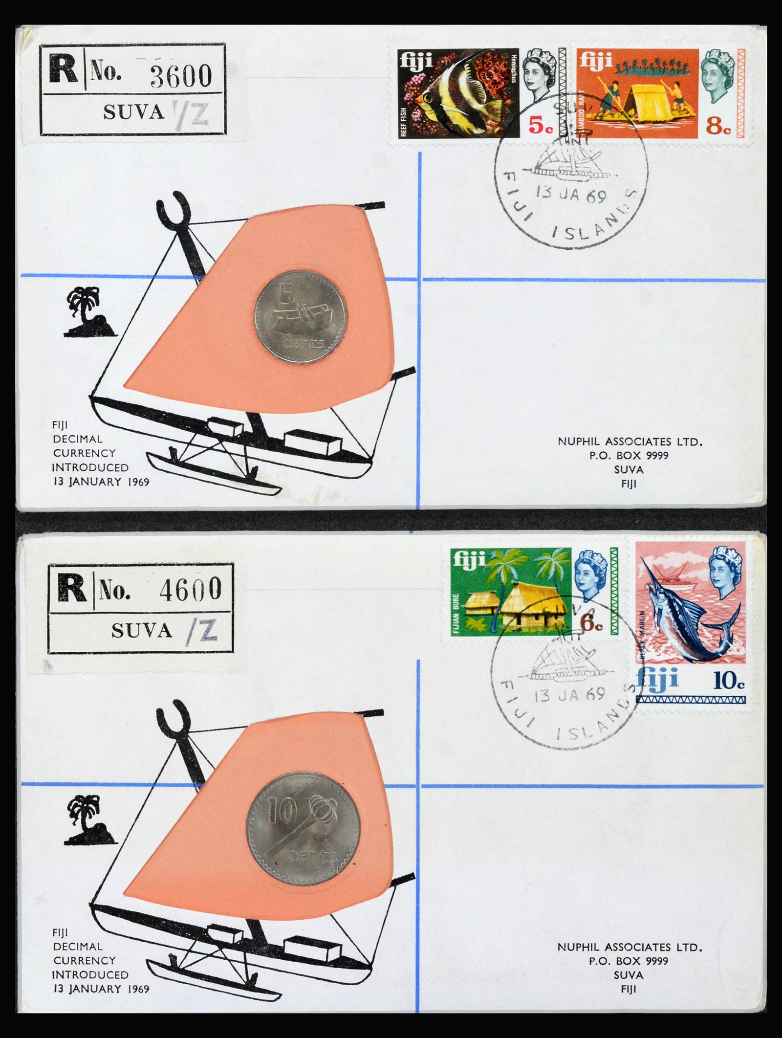 38929 0001 - Stamp collection 38929 Fiji covers 1900-1980.