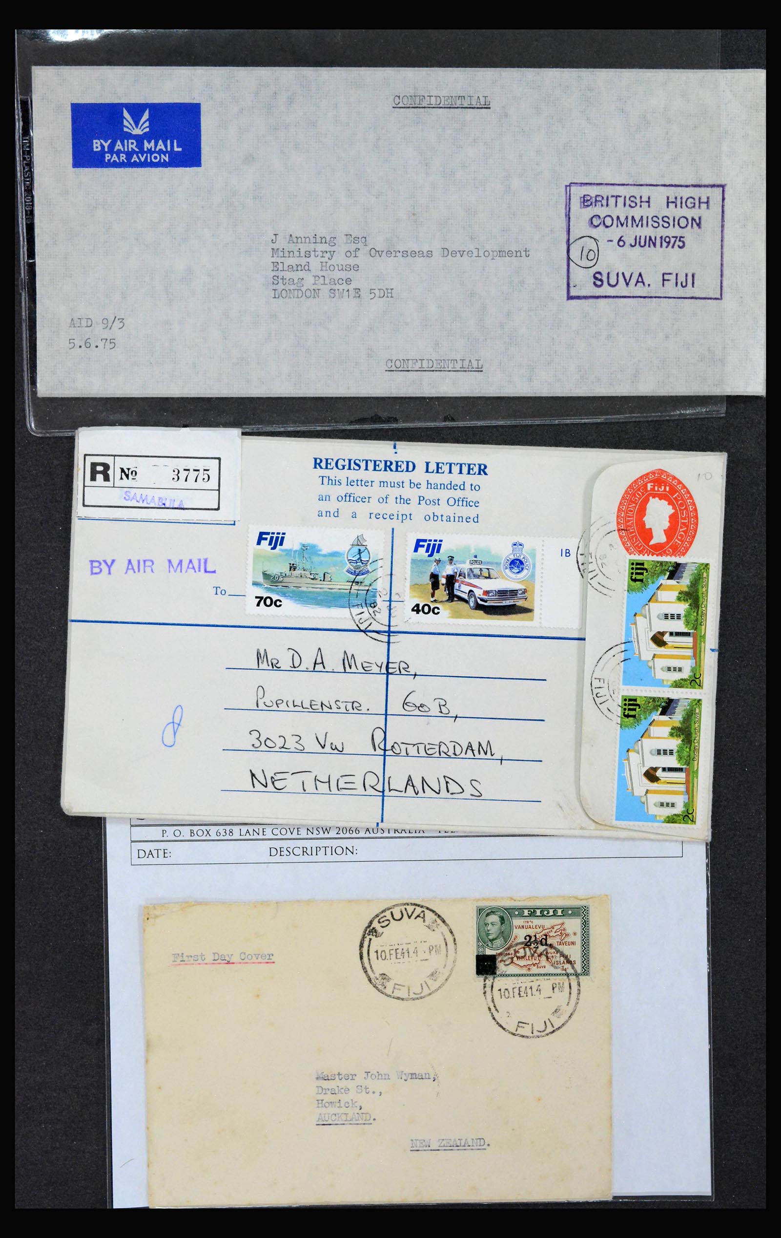 38929 0003 - Stamp collection 38929 Fiji covers 1900-1980.