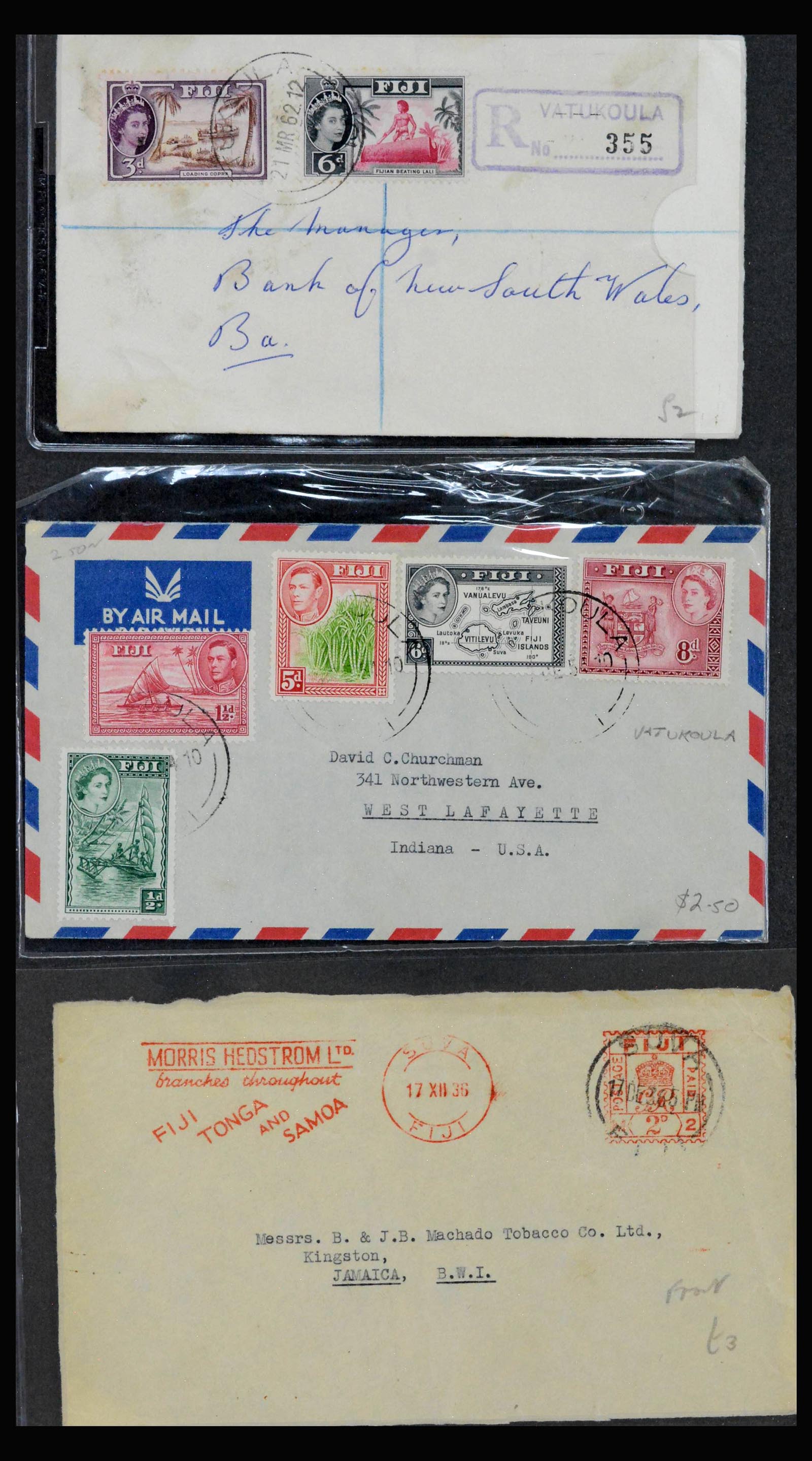 38929 0004 - Stamp collection 38929 Fiji covers 1900-1980.