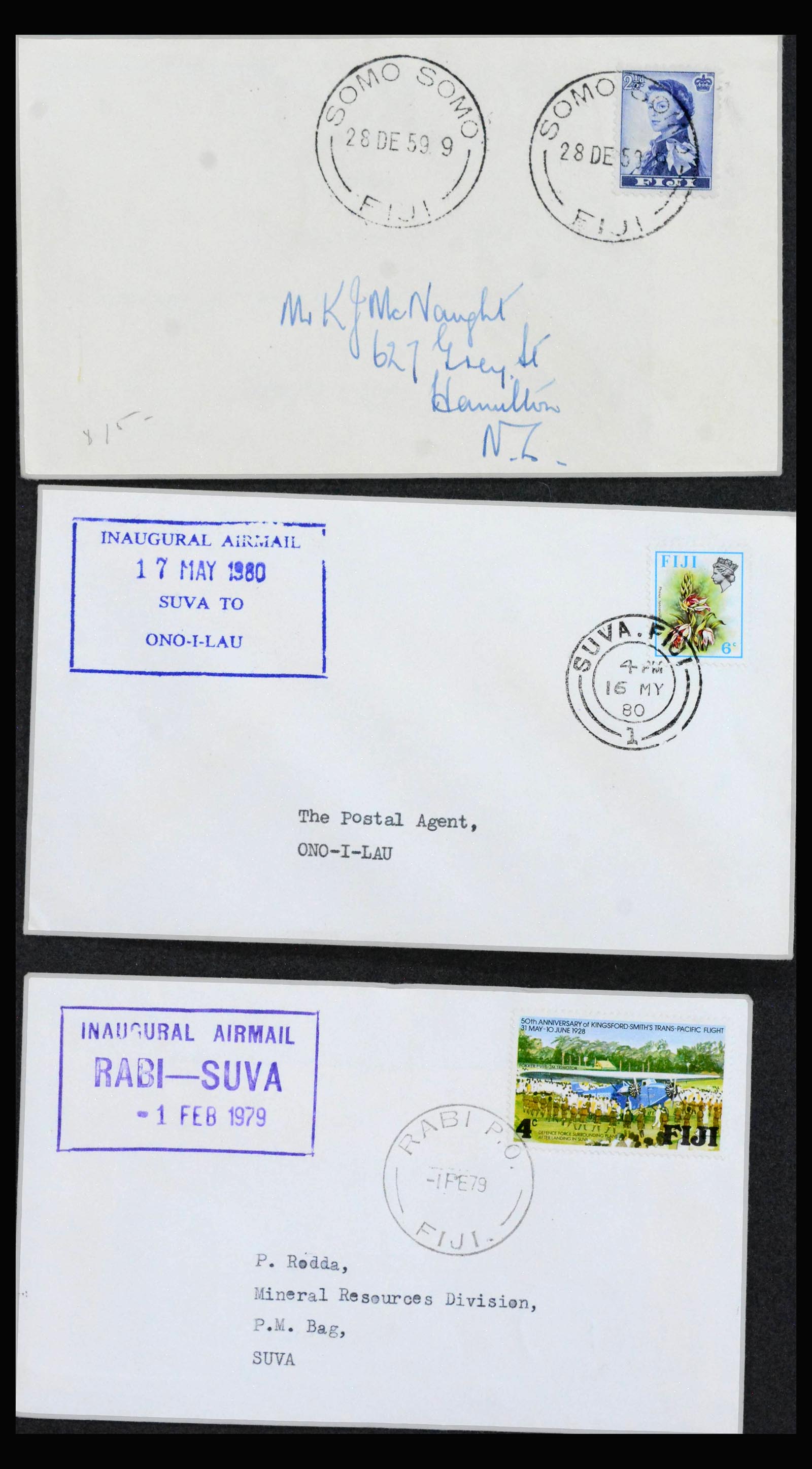 38929 0011 - Stamp collection 38929 Fiji covers 1900-1980.