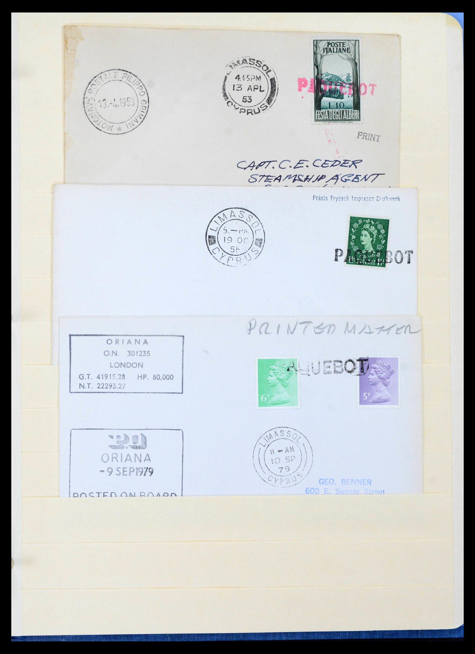 39016 0017 - Stamp collection 39016 World paquebot covers 1870-1980.