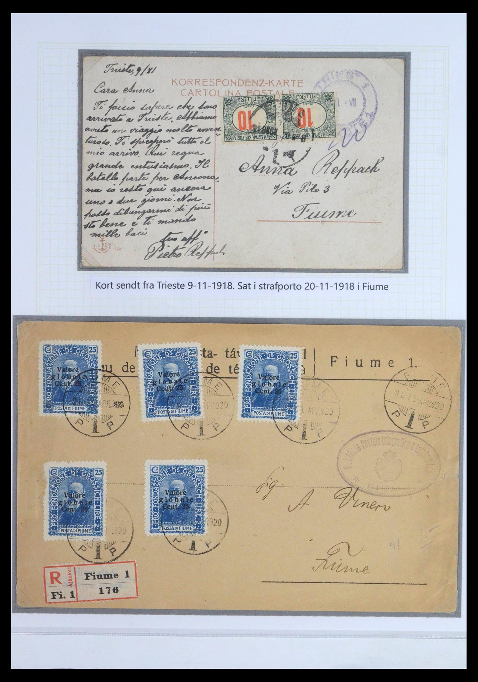 39095 0072 - Stamp collection 39095 Fiume cover collection 1834(!)-1945.