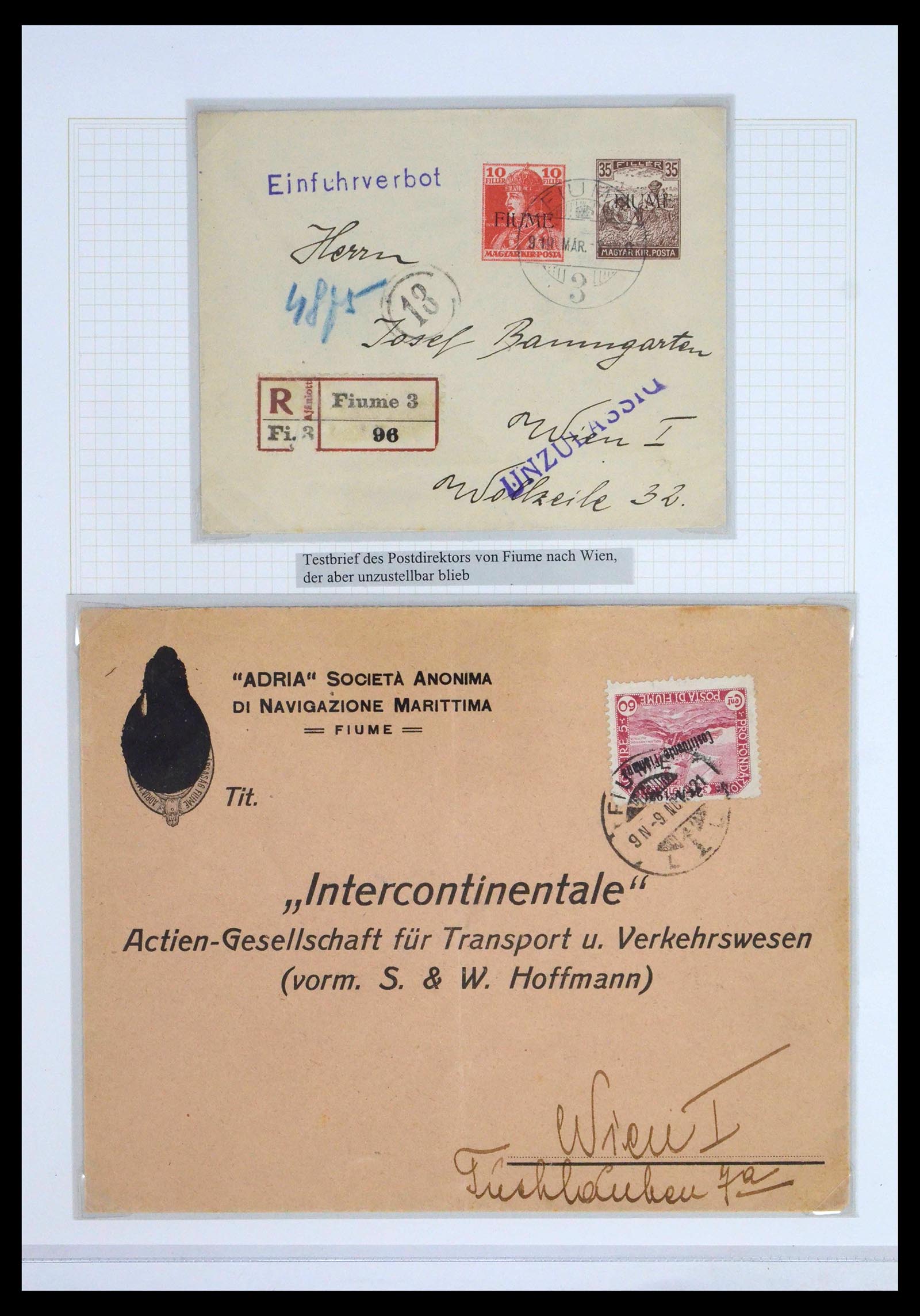 39095 0076 - Stamp collection 39095 Fiume cover collection 1834(!)-1945.