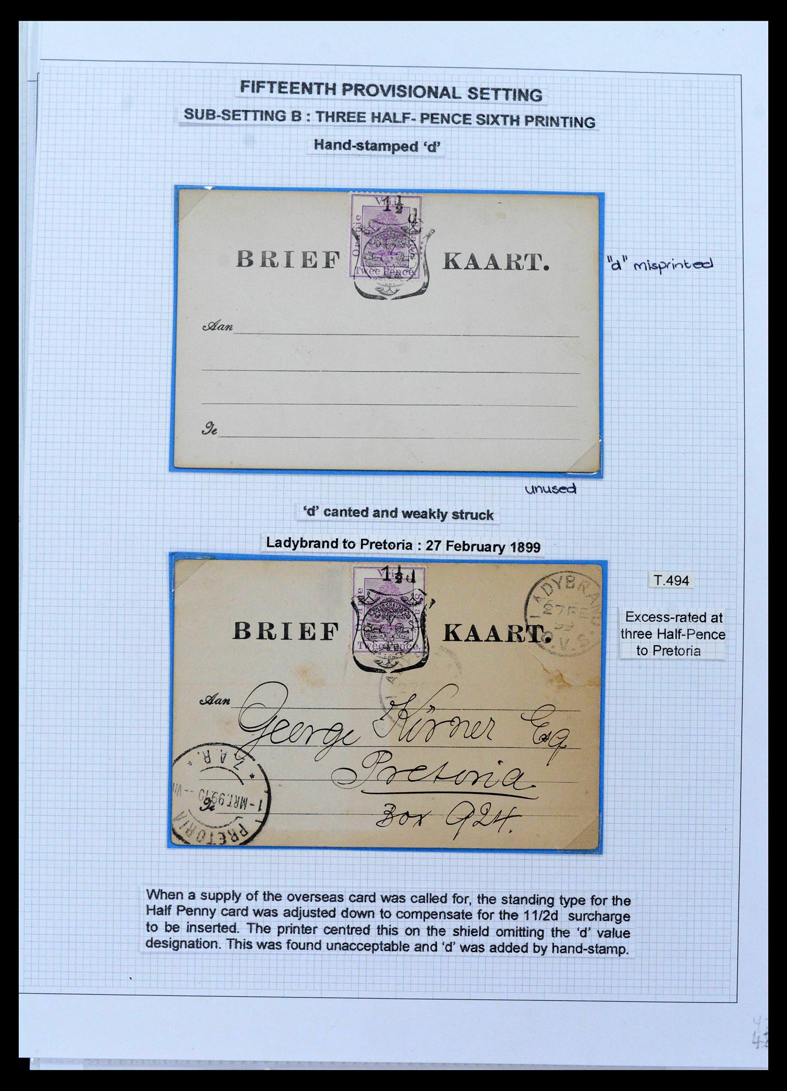 39127 0004 - Stamp collection 39127 Orange free state postal stationeries 1885-1913.