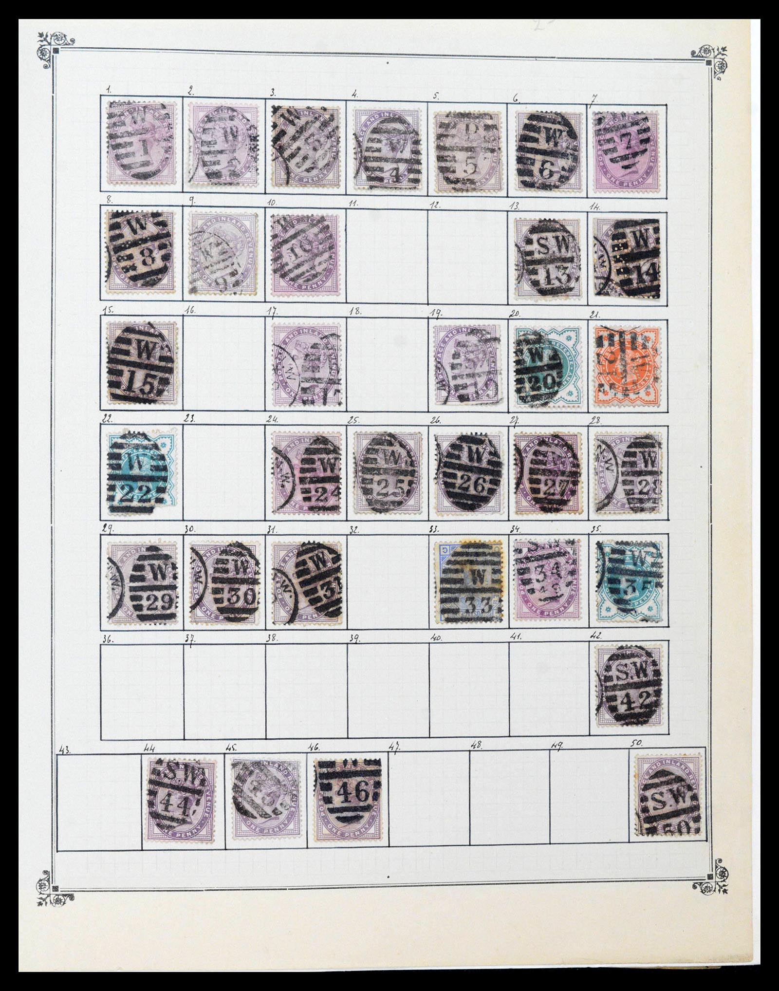 39266 0023 - Postzegelverzameling 39266 Engeland stempels 1880-1930.