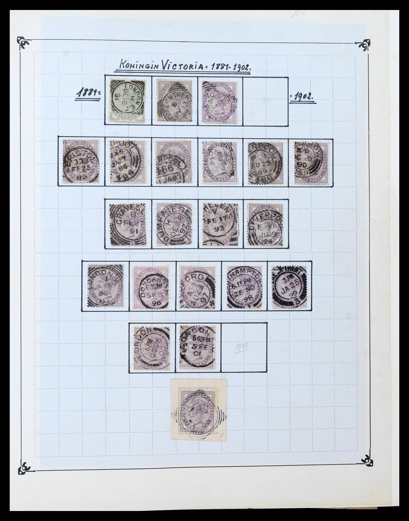 39266 0026 - Postzegelverzameling 39266 Engeland stempels 1880-1930.