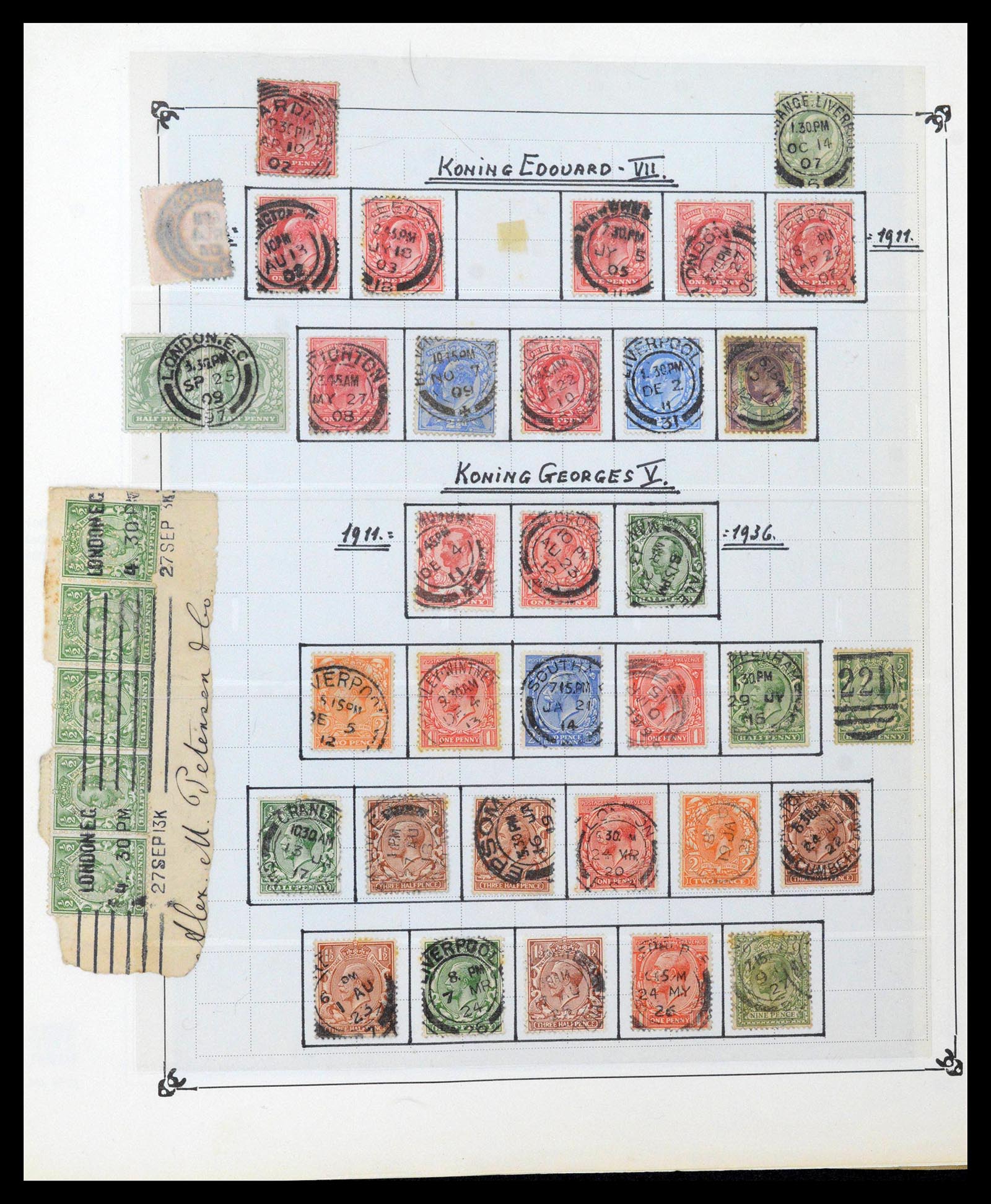 39266 0027 - Postzegelverzameling 39266 Engeland stempels 1880-1930.