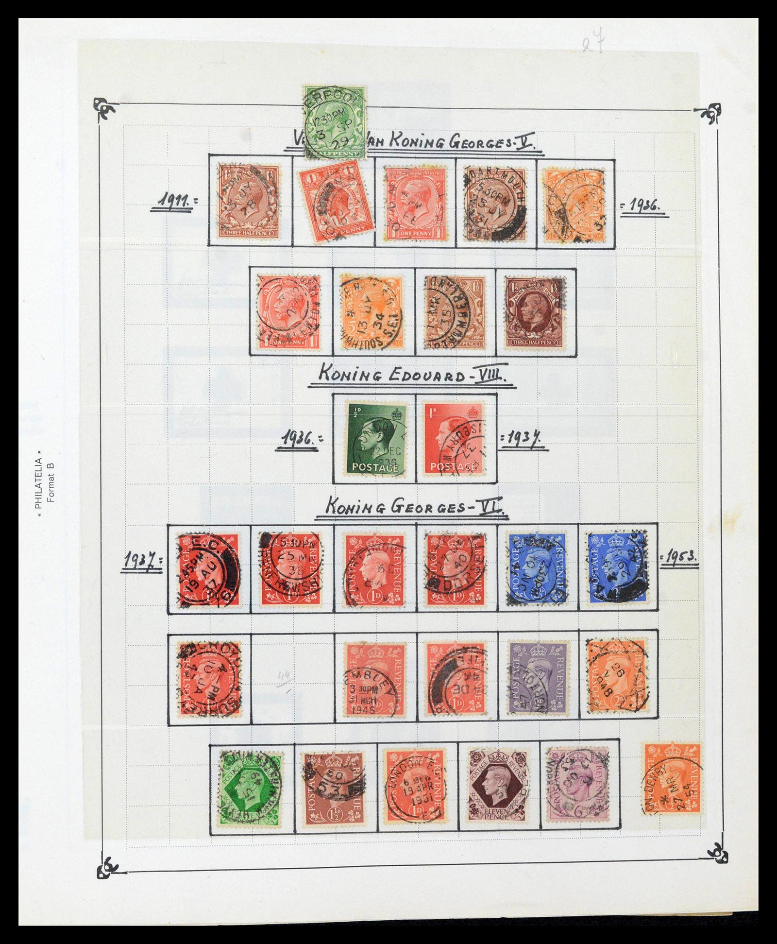 39266 0028 - Postzegelverzameling 39266 Engeland stempels 1880-1930.