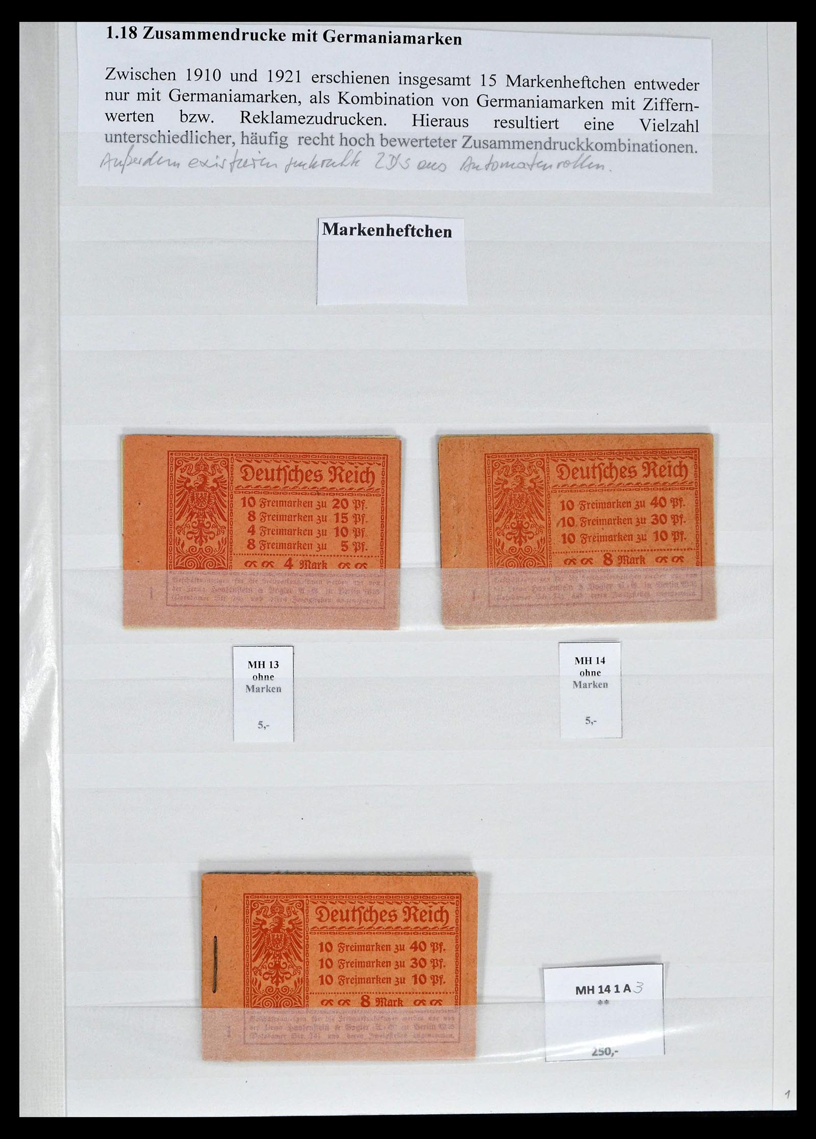 39405 0001 - Stamp collection 39405 German Reich combinations 1910-1921.