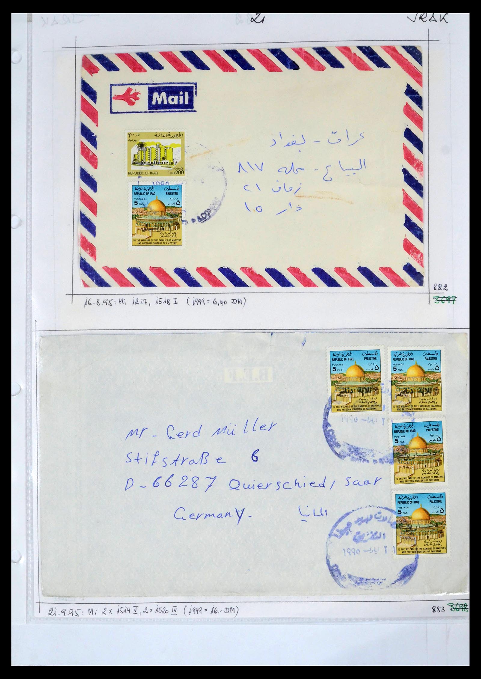 39418 0062 - Postzegelverzameling 39418 Irak brieven 1921-2001.