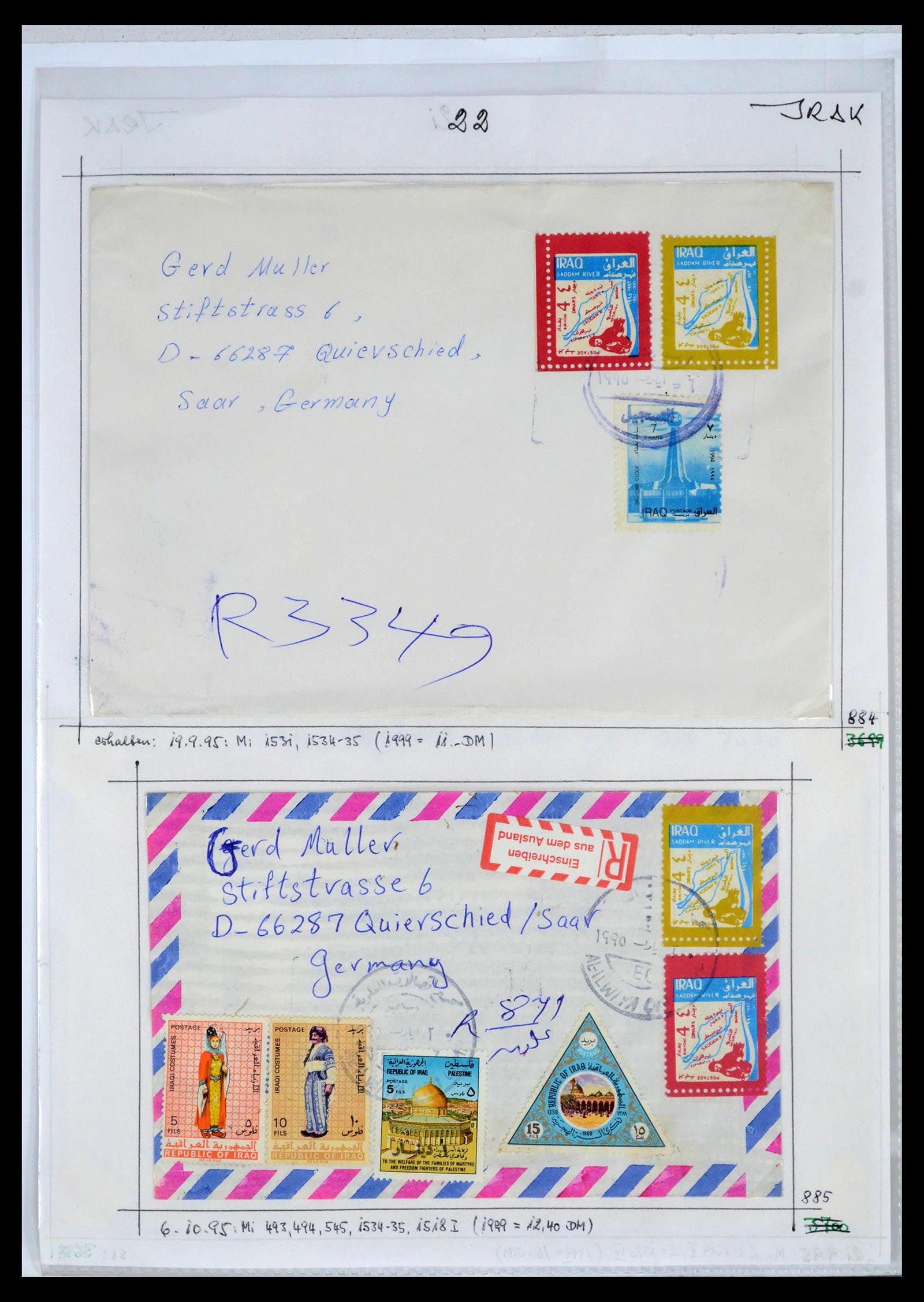 39418 0063 - Postzegelverzameling 39418 Irak brieven 1921-2001.