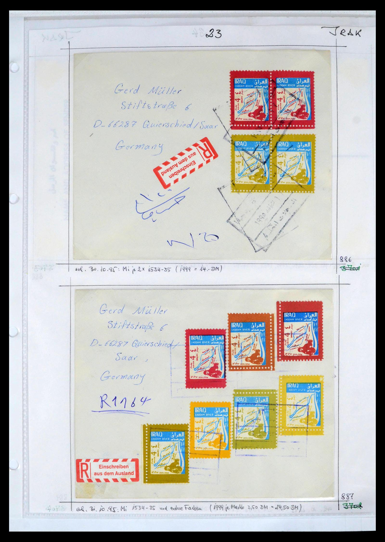39418 0064 - Postzegelverzameling 39418 Irak brieven 1921-2001.