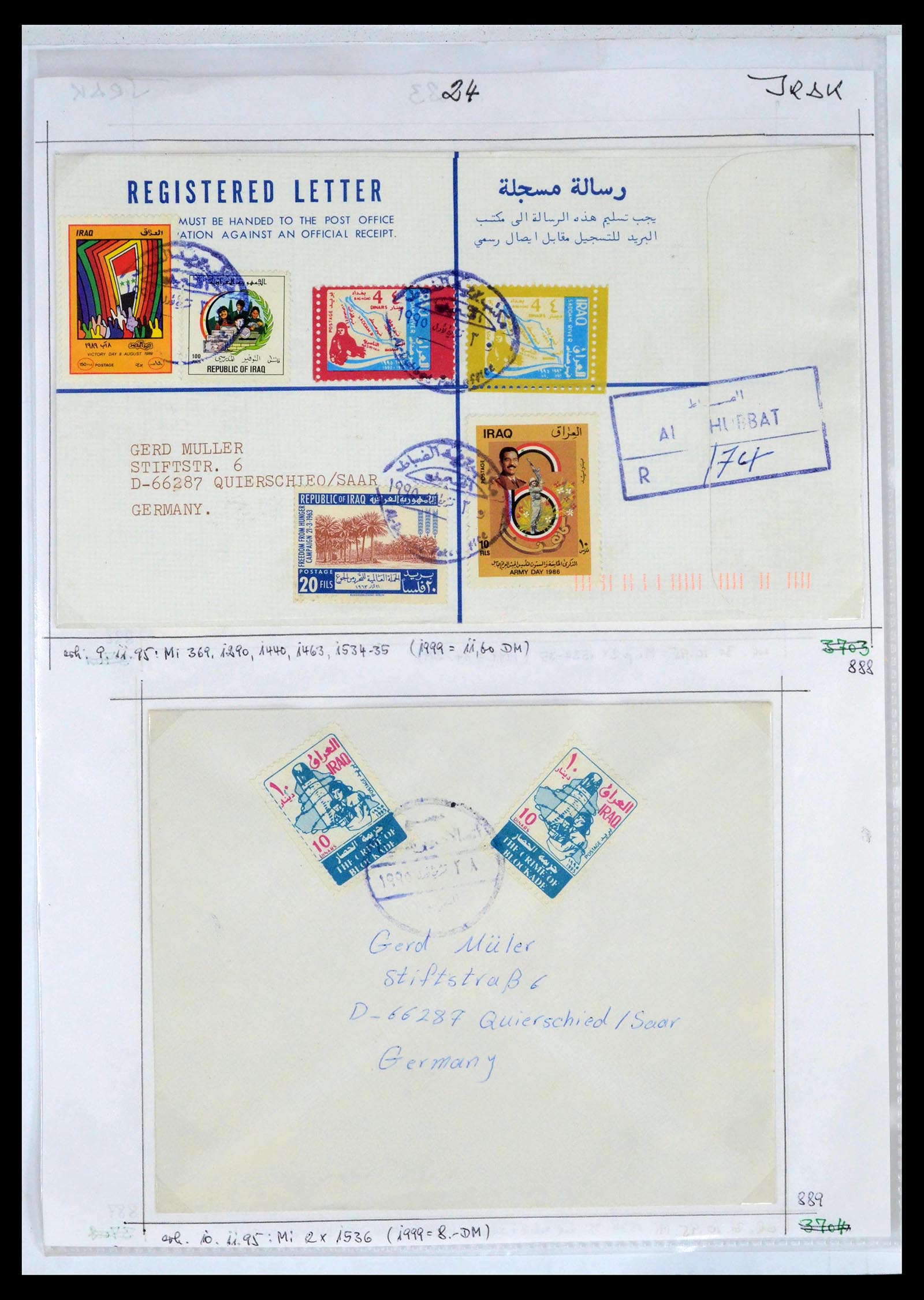39418 0065 - Postzegelverzameling 39418 Irak brieven 1921-2001.