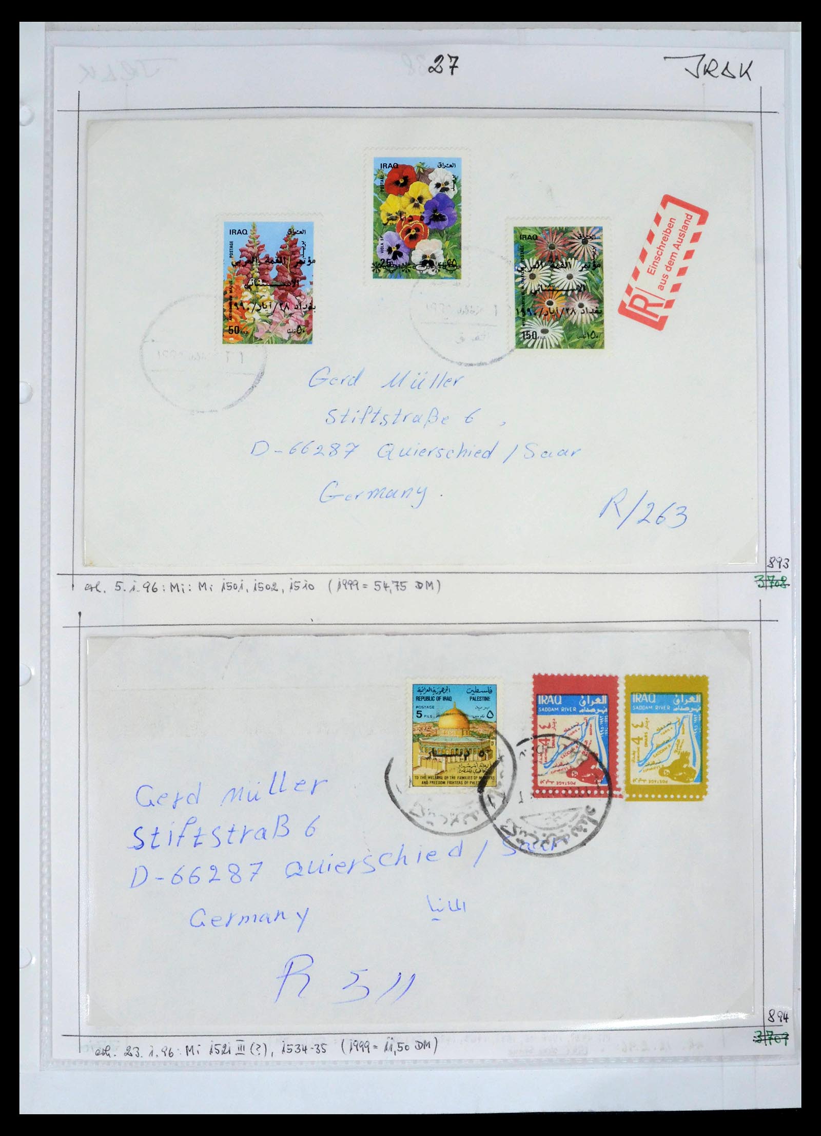 39418 0068 - Postzegelverzameling 39418 Irak brieven 1921-2001.