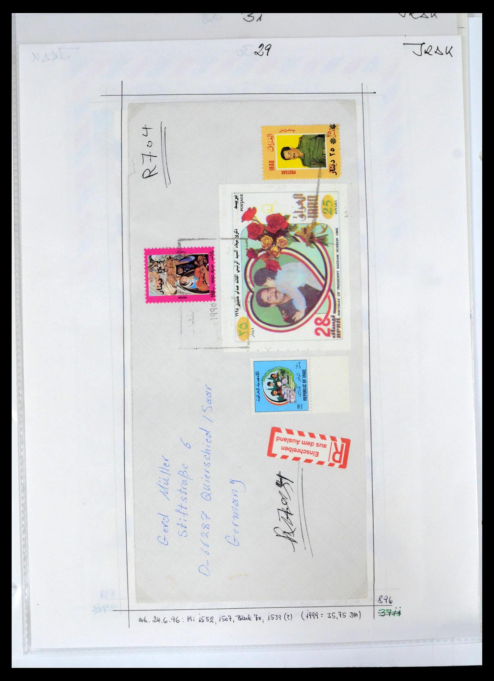 39418 0070 - Postzegelverzameling 39418 Irak brieven 1921-2001.