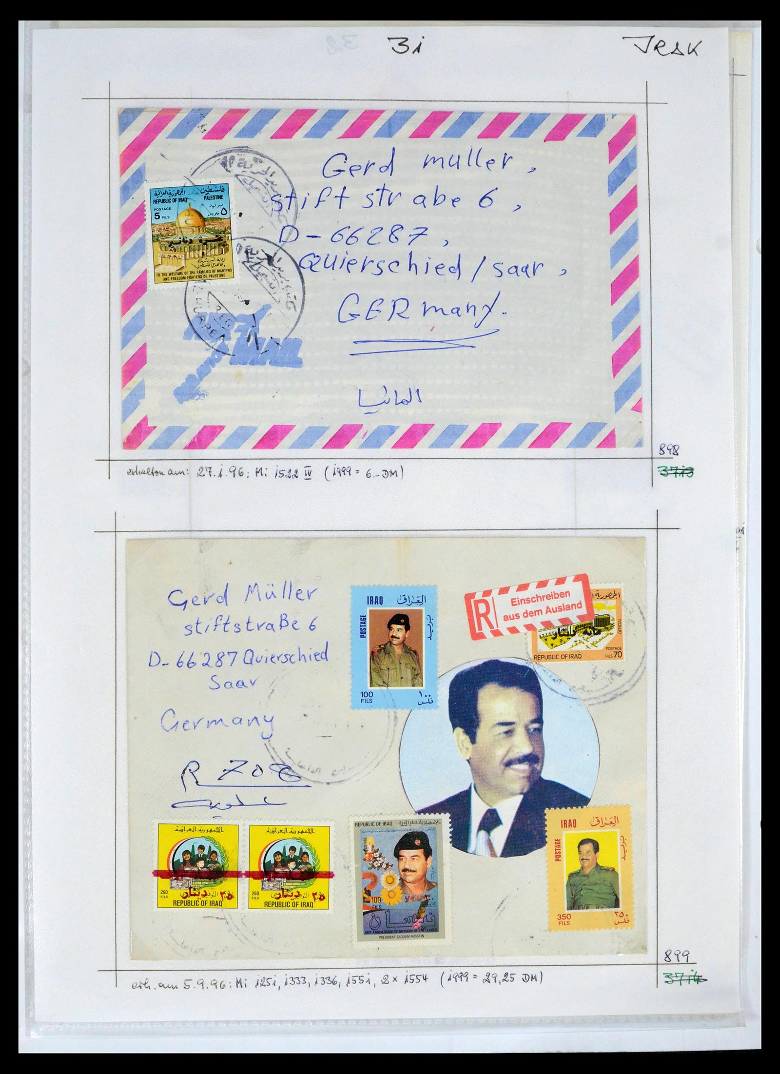 39418 0072 - Postzegelverzameling 39418 Irak brieven 1921-2001.