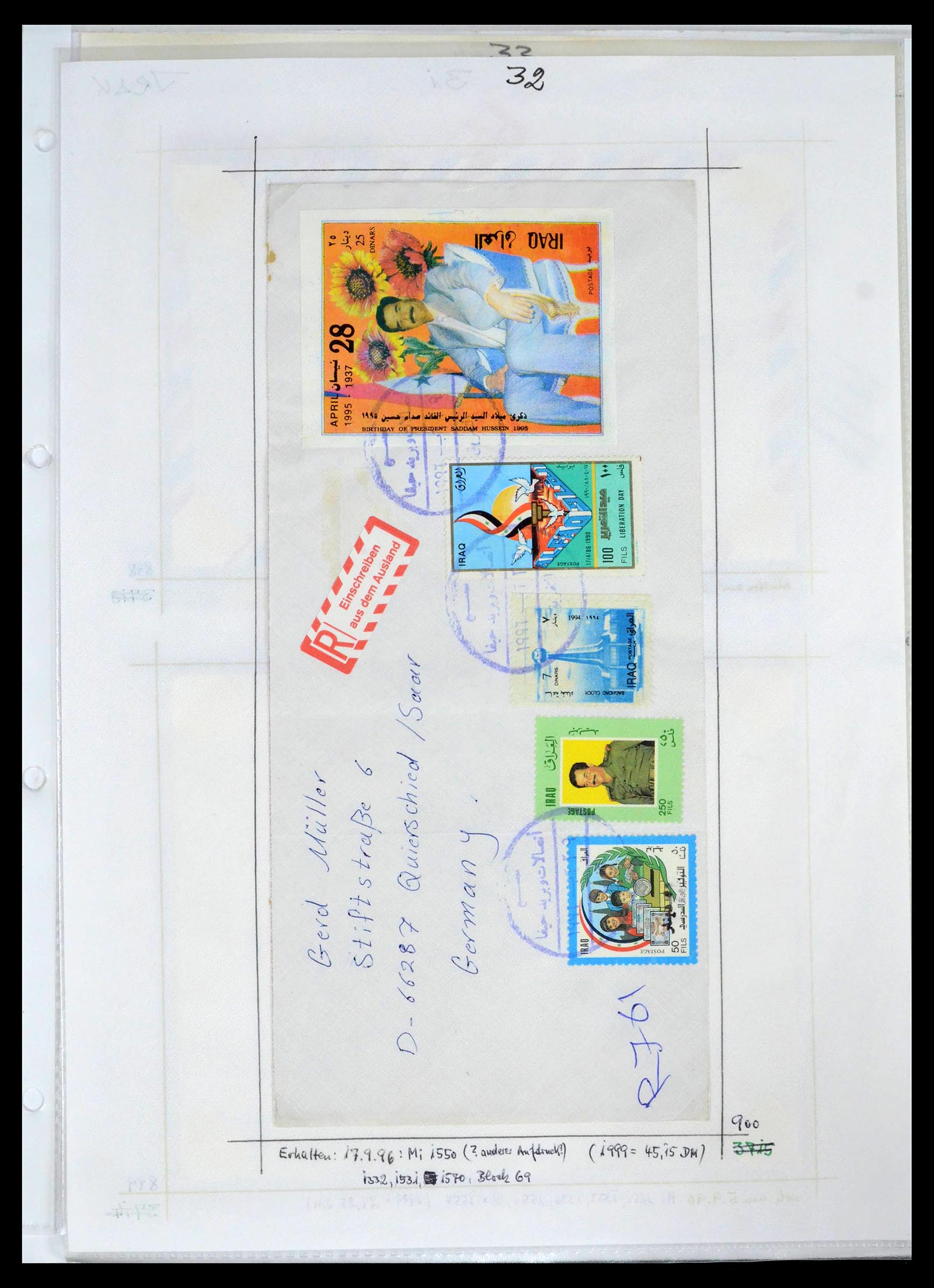 39418 0073 - Postzegelverzameling 39418 Irak brieven 1921-2001.