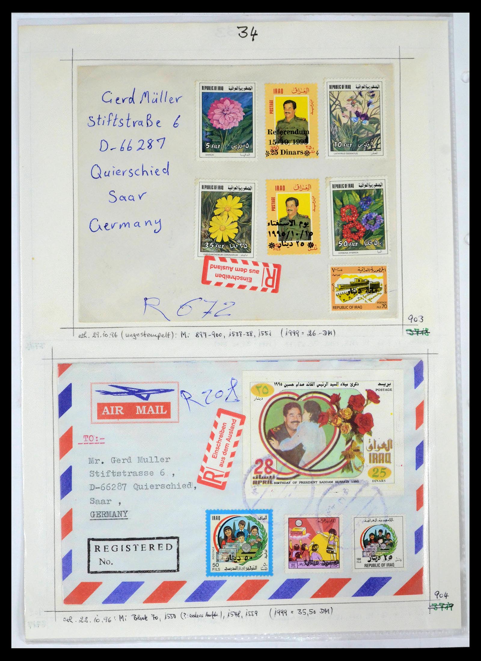 39418 0075 - Postzegelverzameling 39418 Irak brieven 1921-2001.