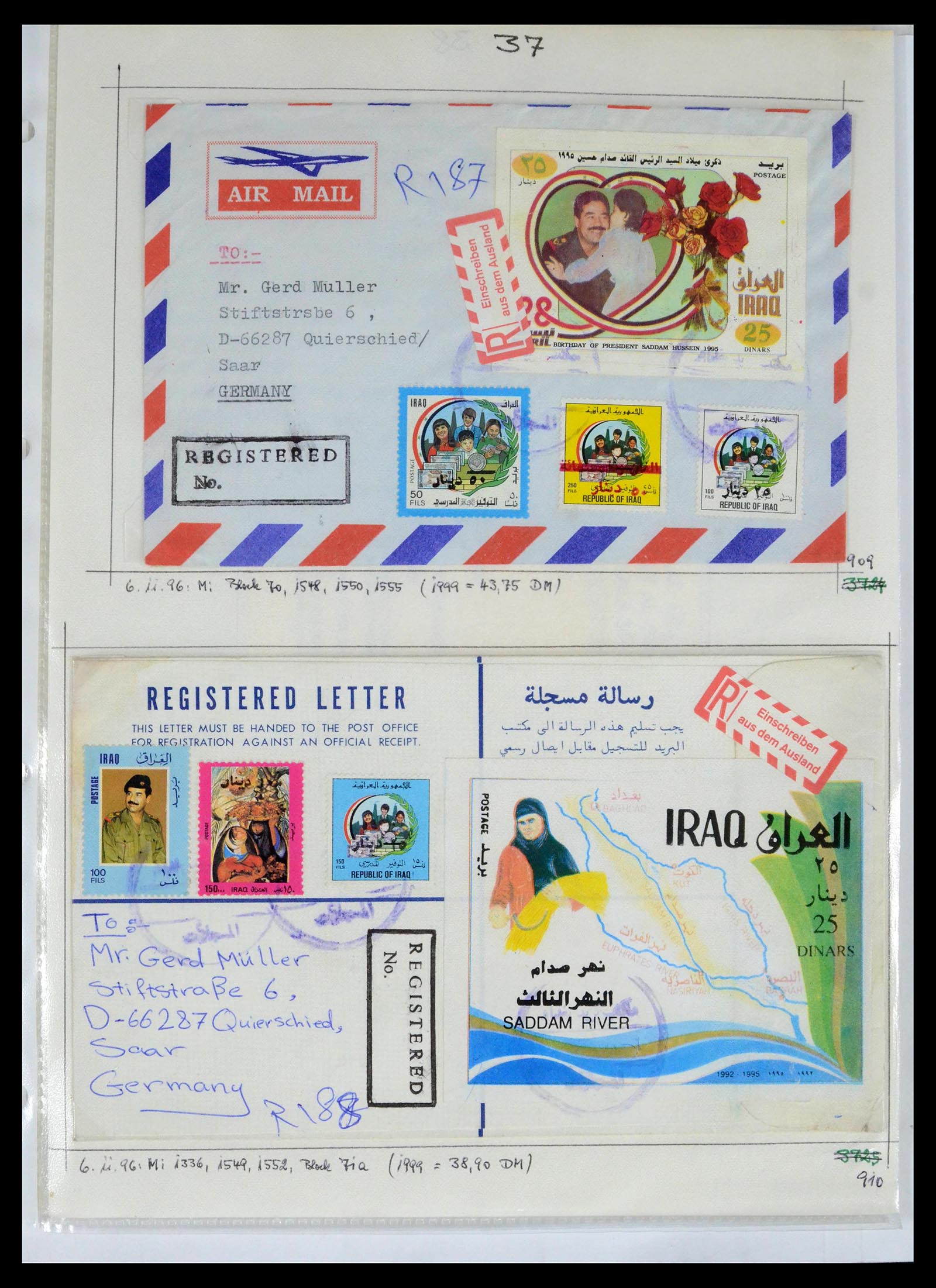 39418 0076 - Postzegelverzameling 39418 Irak brieven 1921-2001.
